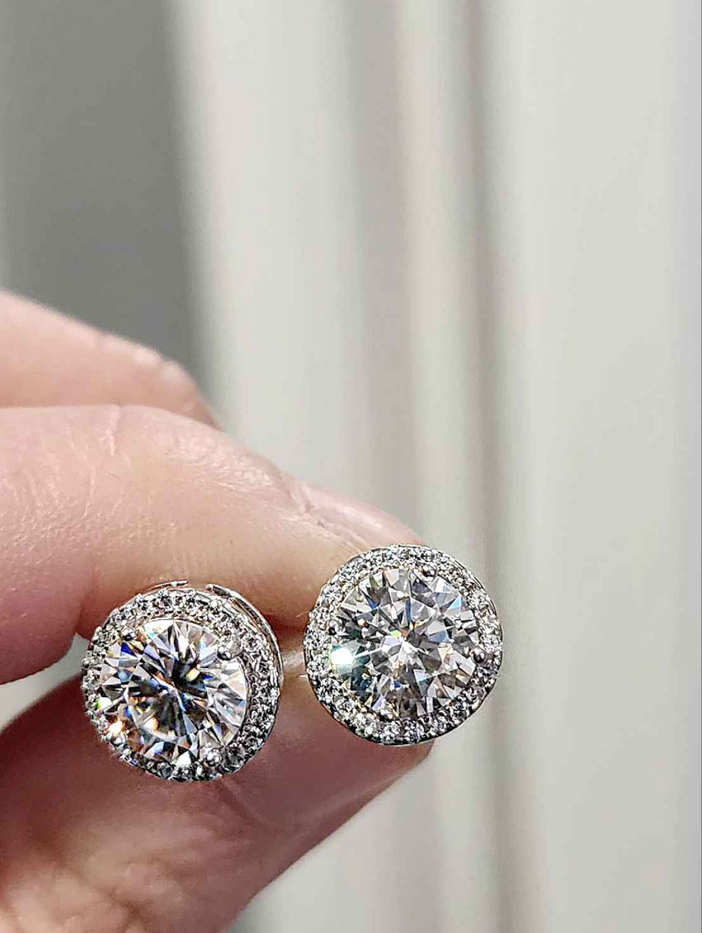 4 Carat Moissanite 18kt White Gold Sterling Silver Stud Earrings