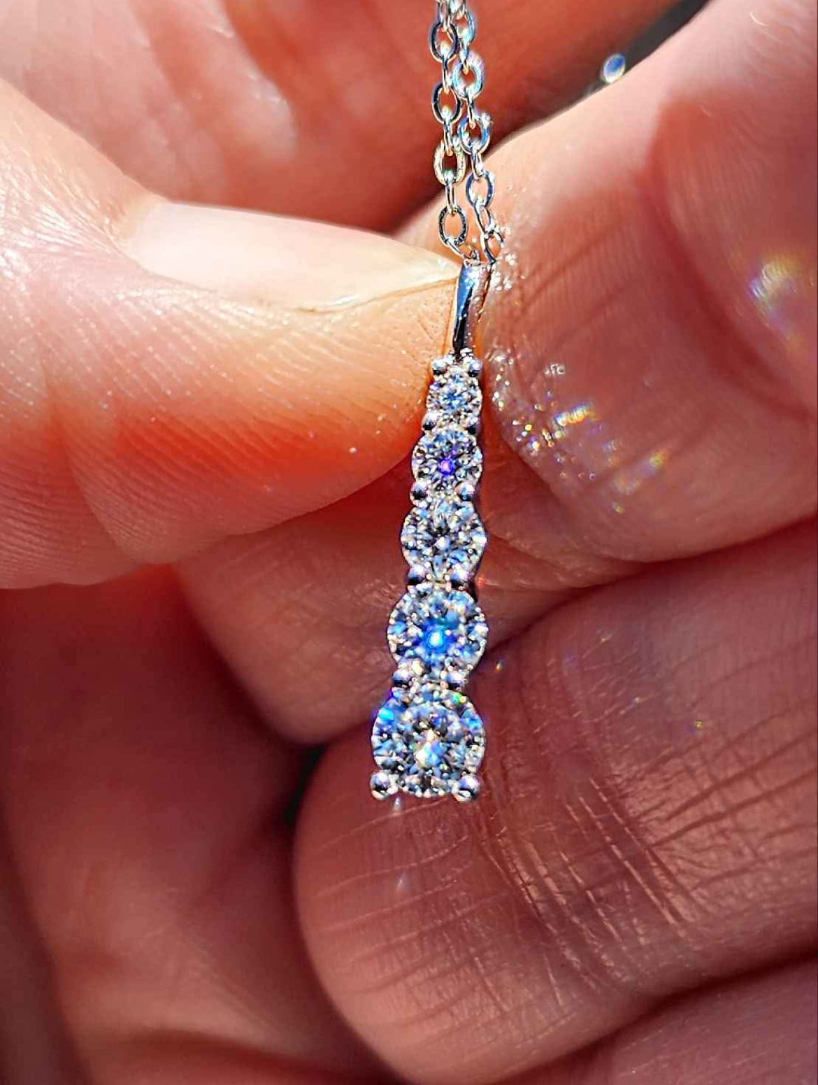 2 Carat Moissanite Platinum Plated Sterling Silver Pendant Necklace