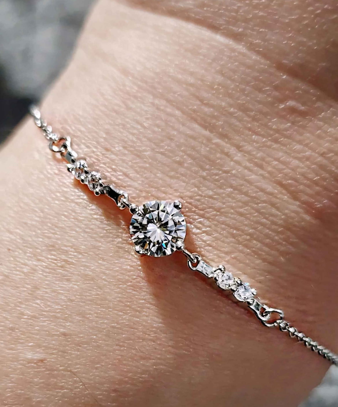 1 Carat Moissanite 18kt White Gold Plated Sterling Silver Bracelet