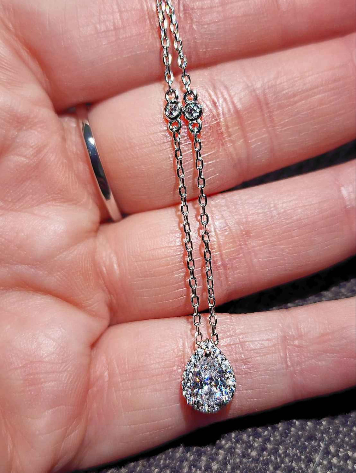 Clear Crystal with Cubic Zirconia 18kt Gold Plated Sterling Silver Necklace