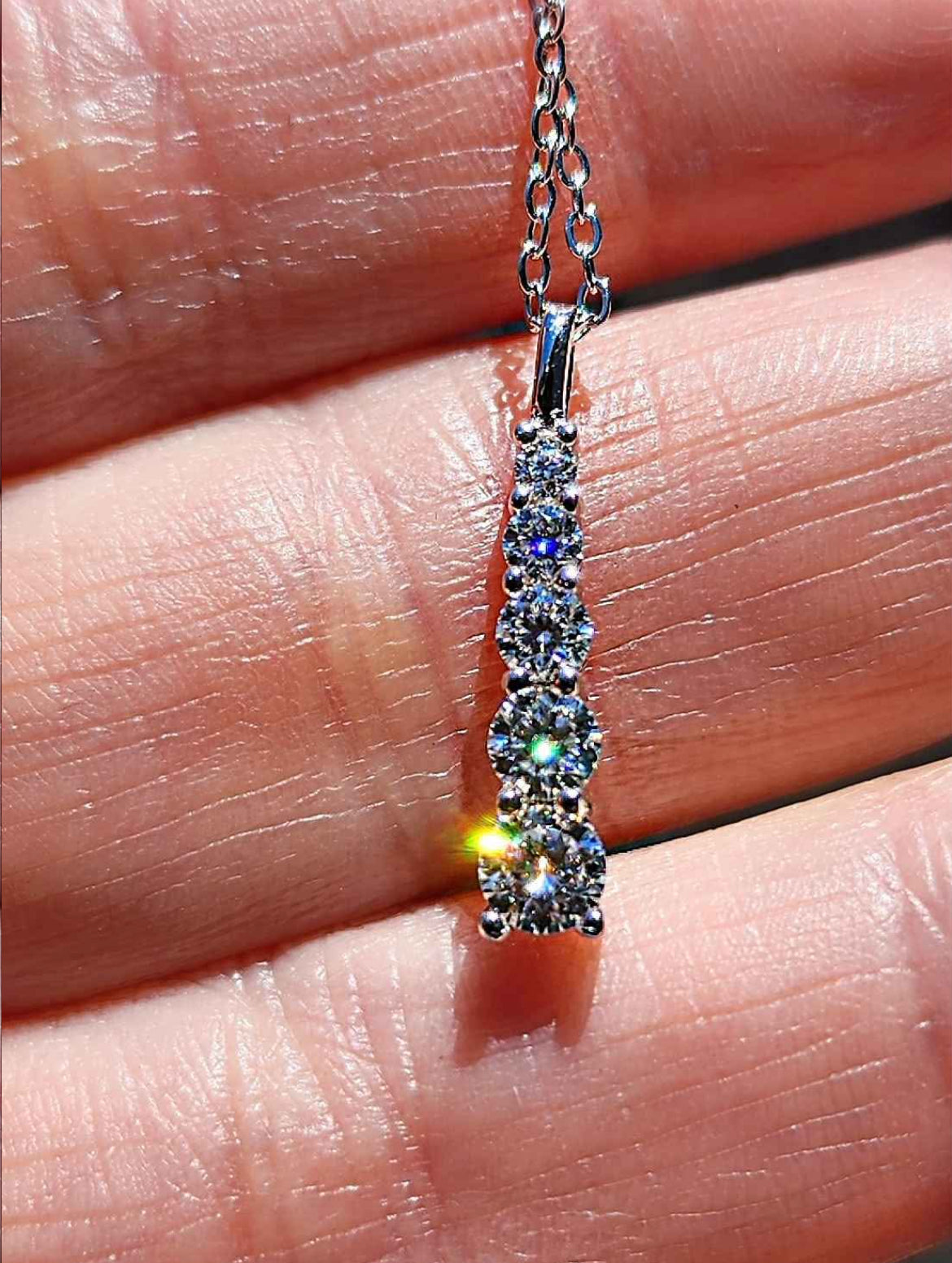 2 Carat Moissanite Platinum Plated Sterling Silver Pendant Necklace