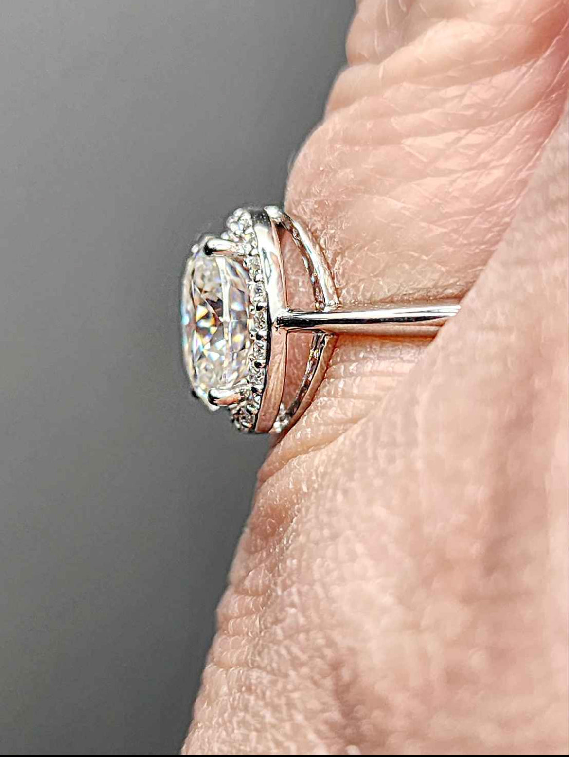 2.22 Carat Oval Cut with Halo Moissanite White Gold Plated Sterling Silver Ring