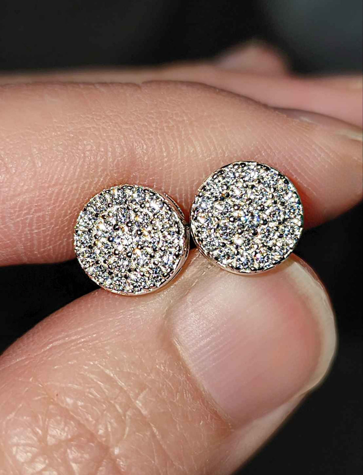 8mm Men's 1.2  Carat Moissanite 18kt White Gold Plated Sterling Silver Stud Earrings