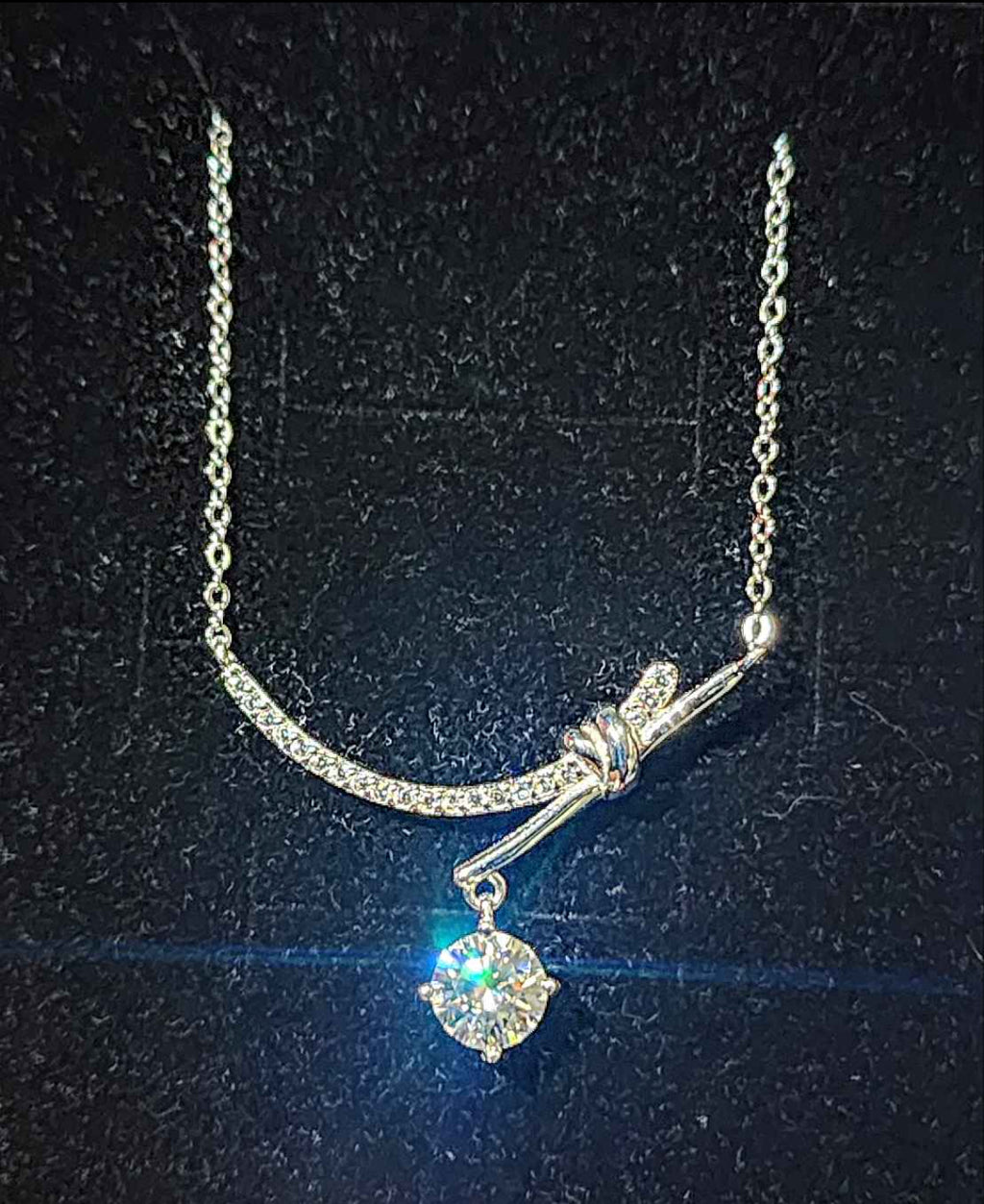 1 Carat Moissanite 18kt White Gold Plated Sterling Silver Necklace