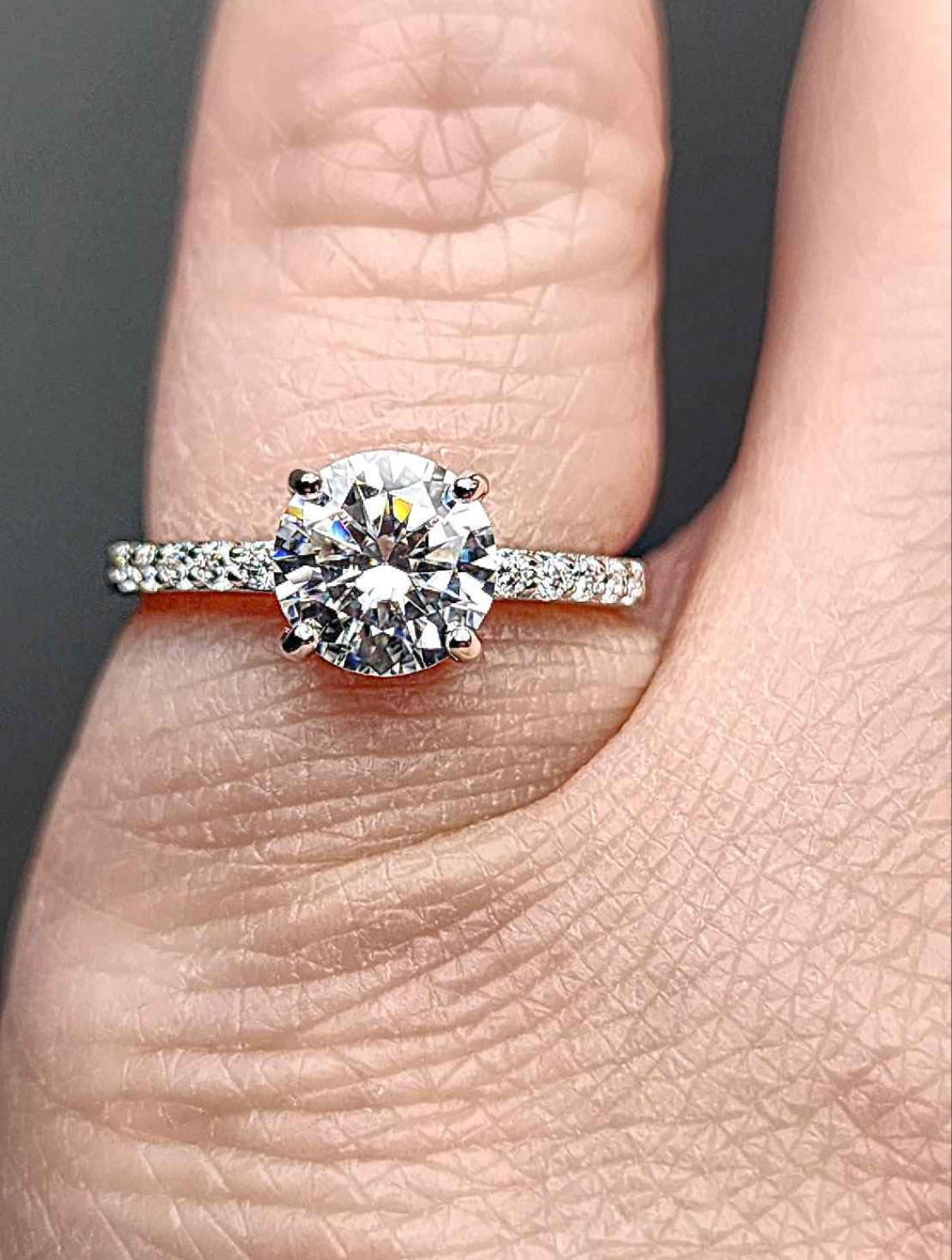 1.36 Carat Solitaire Moissanite 18kt White Gold Plated Sterling Silver Ring