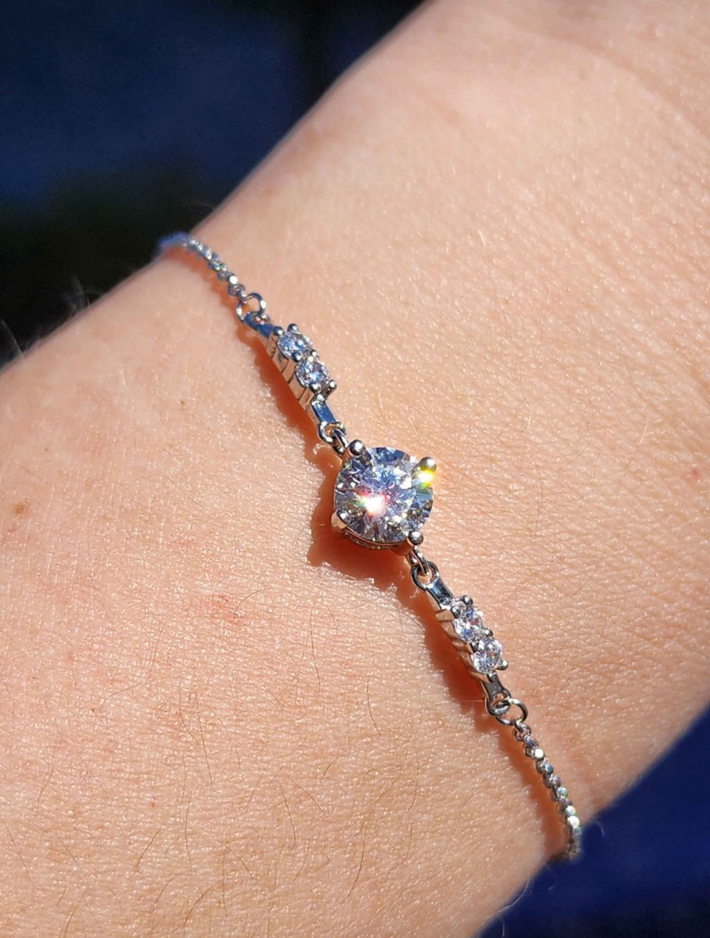 1 Carat Moissanite 18kt White Gold Plated Sterling Silver Bracelet