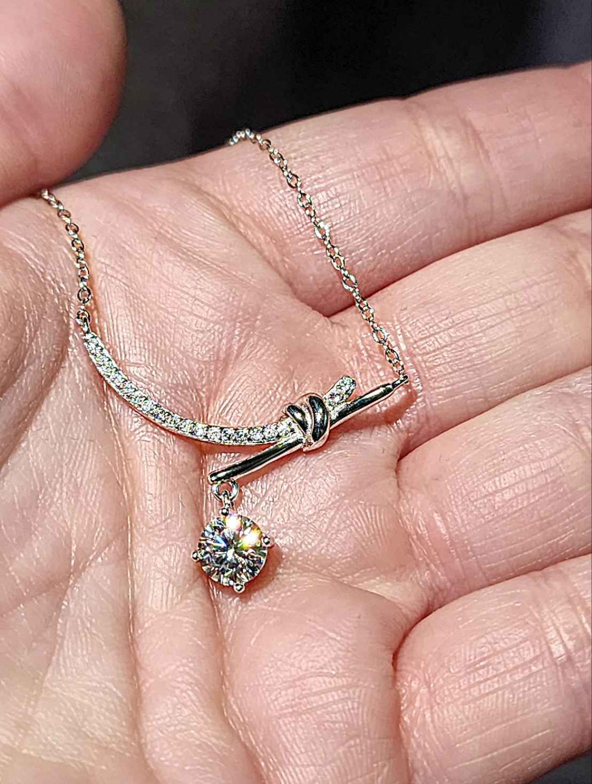 1 Carat Moissanite 18kt White Gold Plated Sterling Silver Necklace