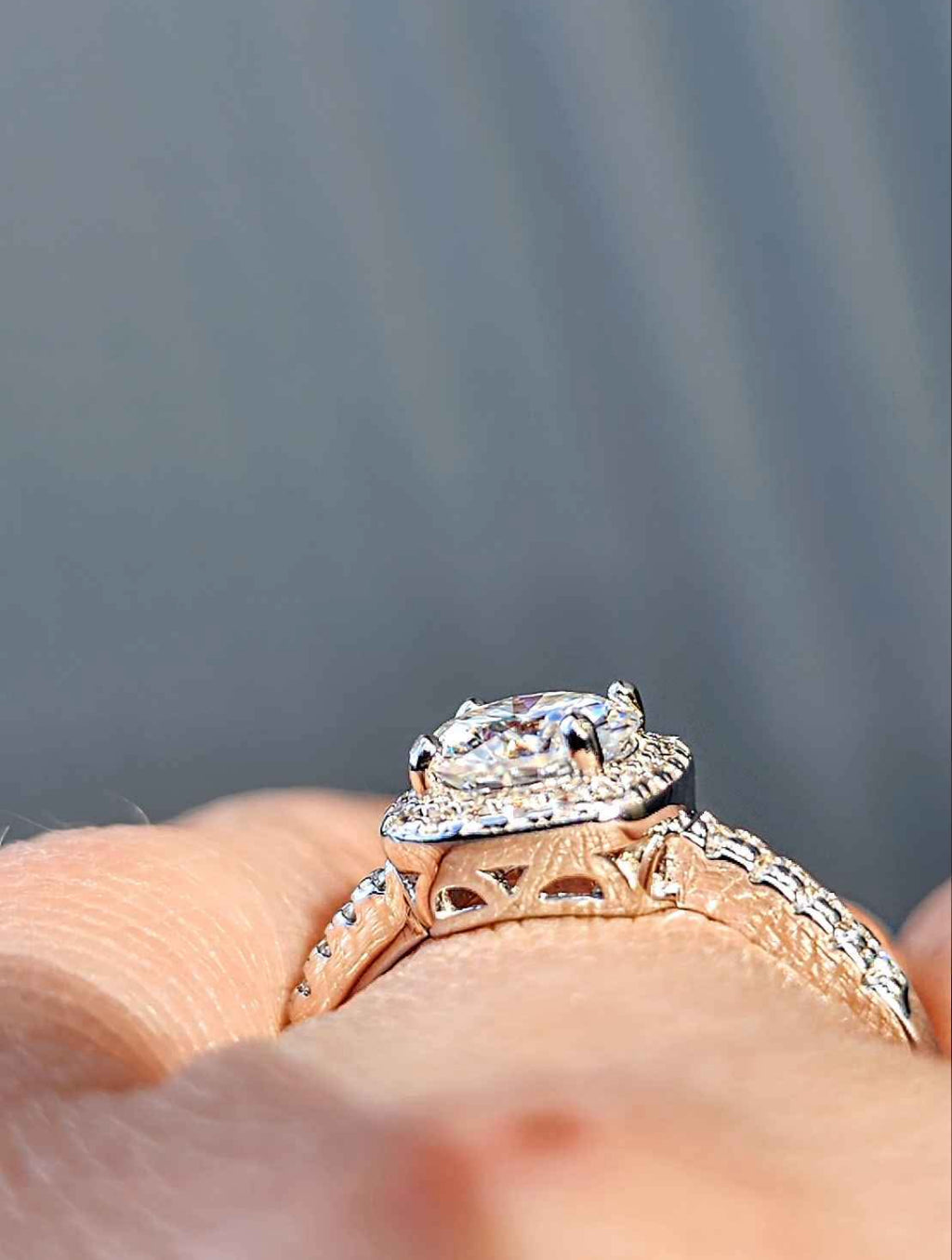 1 Carat Moissanite 18kt White Gold Plated Sterling Silver Ring