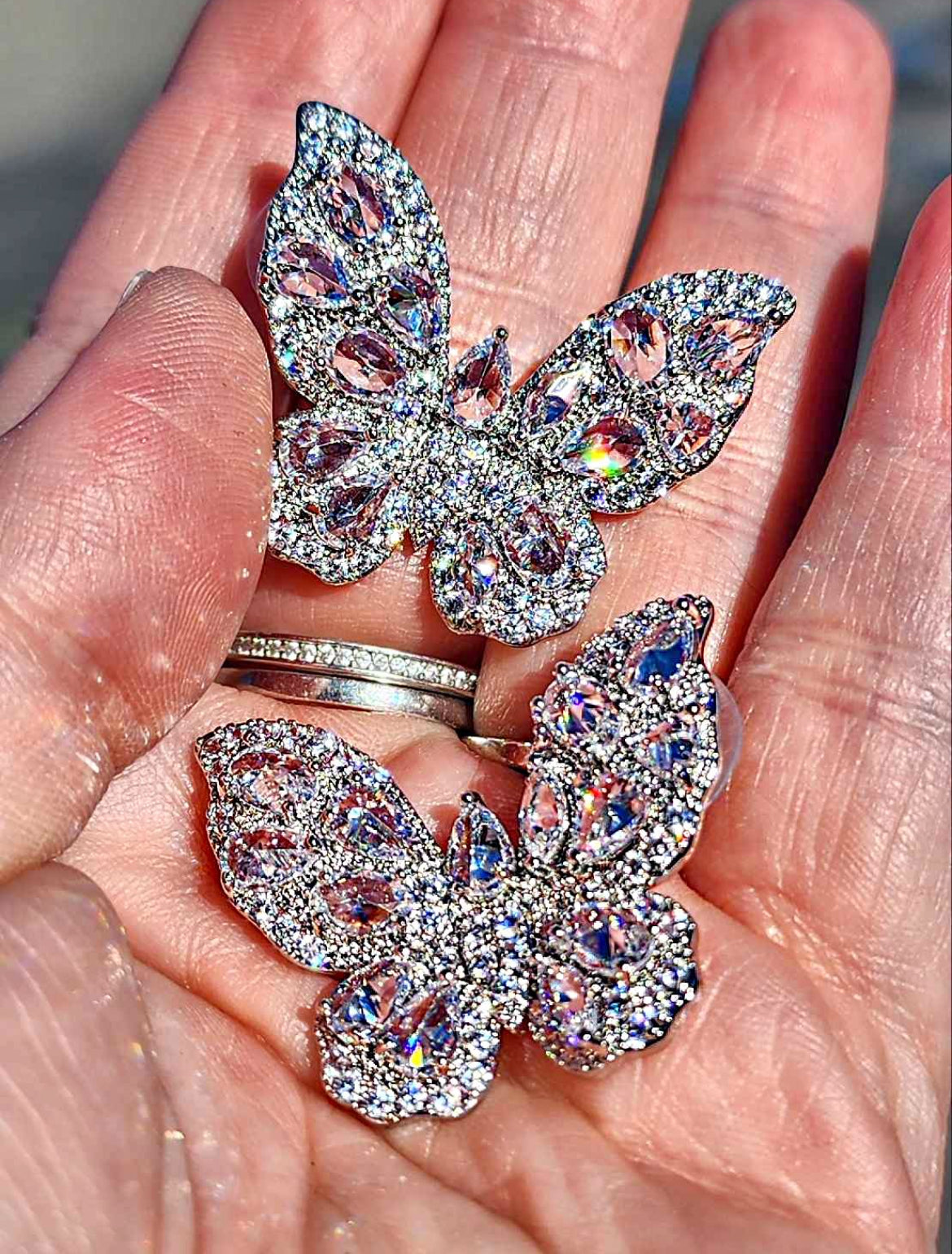 Butterfly Cubic Zirconia Sterling Silver Stud Earrings