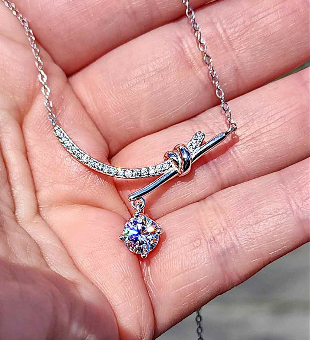 1 Carat Moissanite 18kt White Gold Plated Sterling Silver Necklace