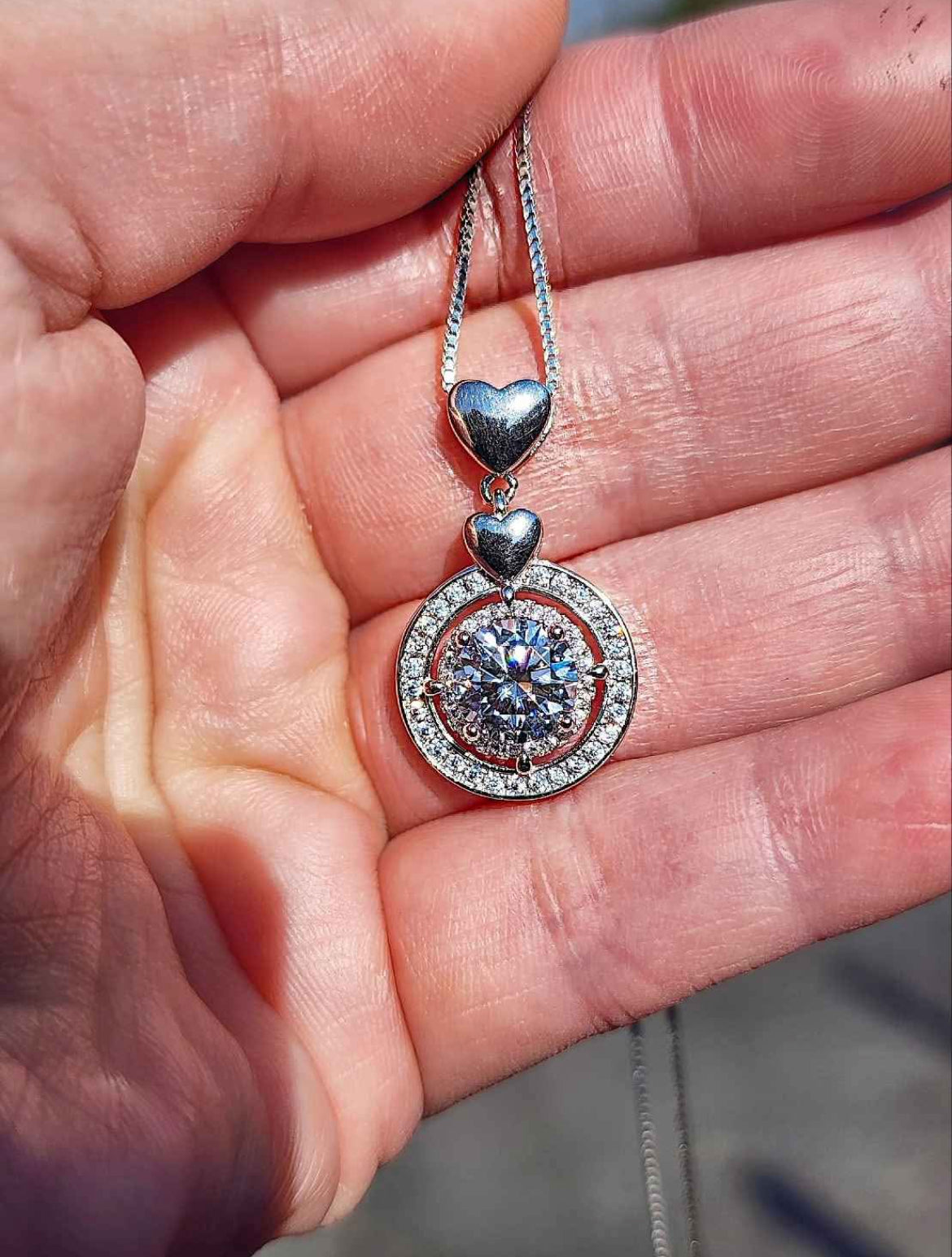 2 Carat Moissanite 18kt White Gold Plated Sterling Silver Pendant Necklace