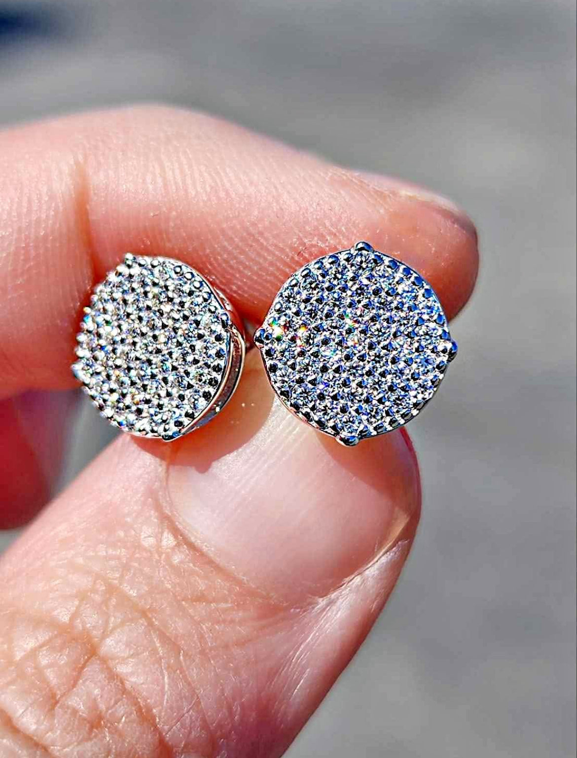 10mm 1 Carat Moissanite 18kt White Gold Plated Sterling Silver Earrings
