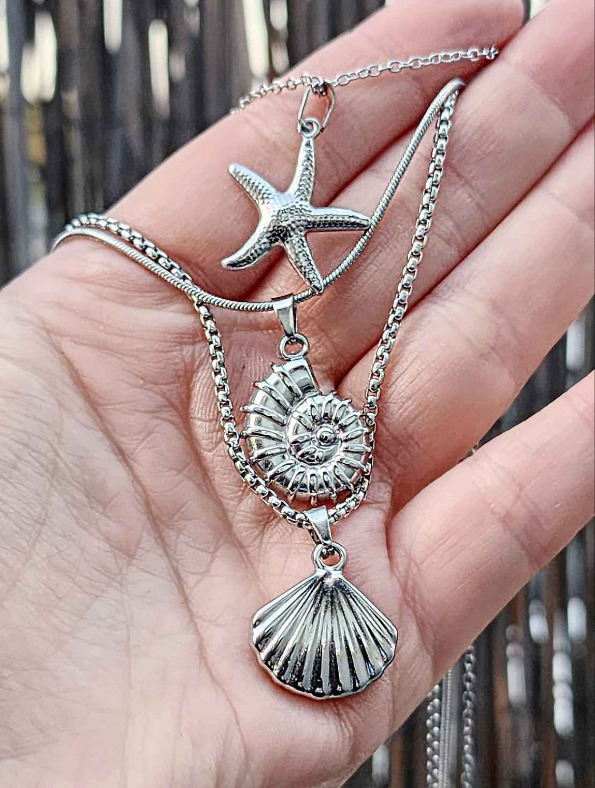 3 Ocean Themed Stainless Steel Necklaces