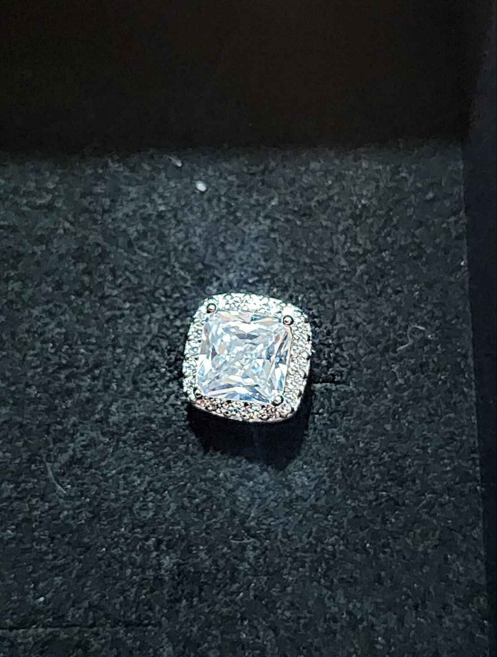 Radiant Cut Cubic Zirconia Sterling Silver Stud Earrings