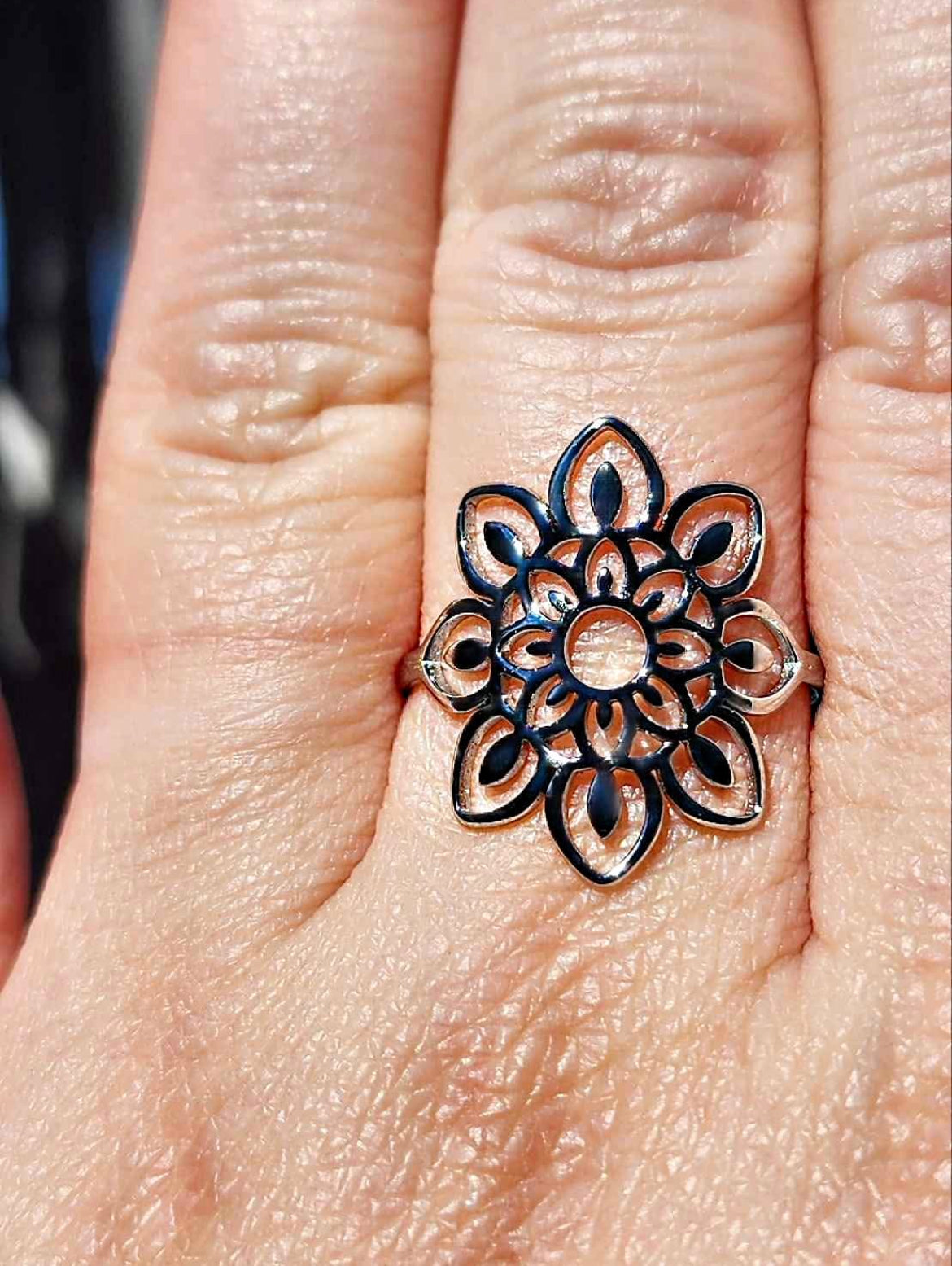 Stainless Steel Bohemian Style Flower Ring