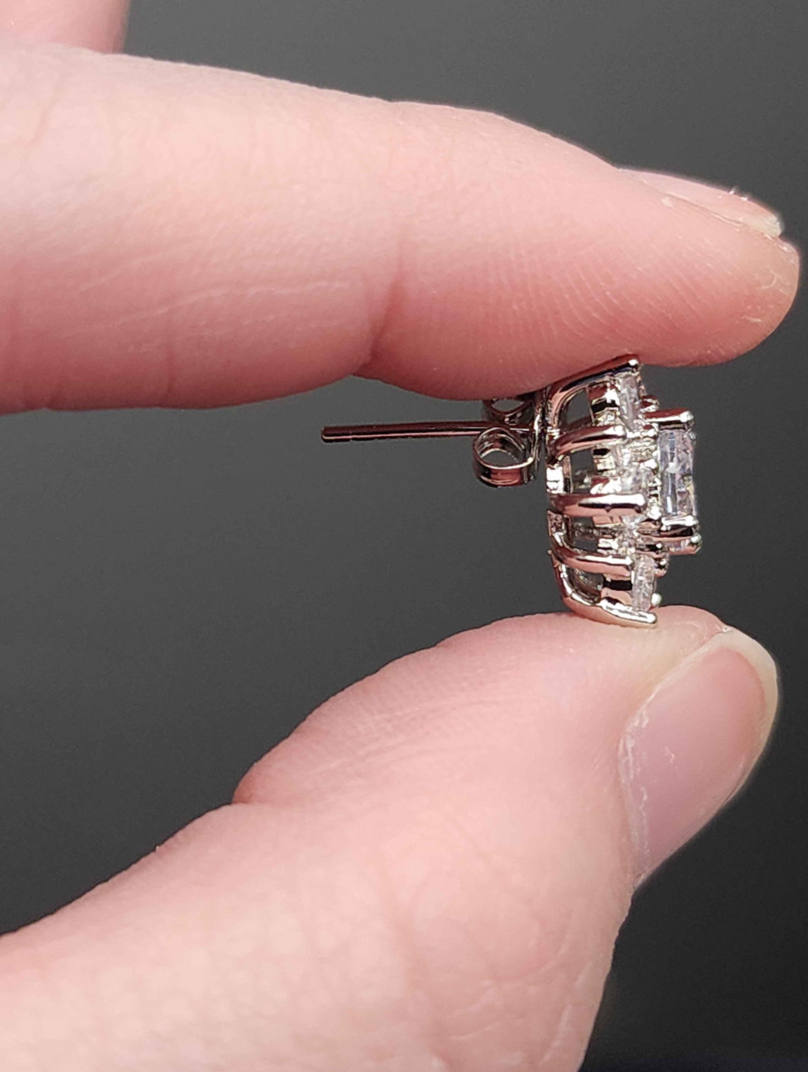 Cubic Zirconia Flower Shaped Sterling Silver Stud Earrings