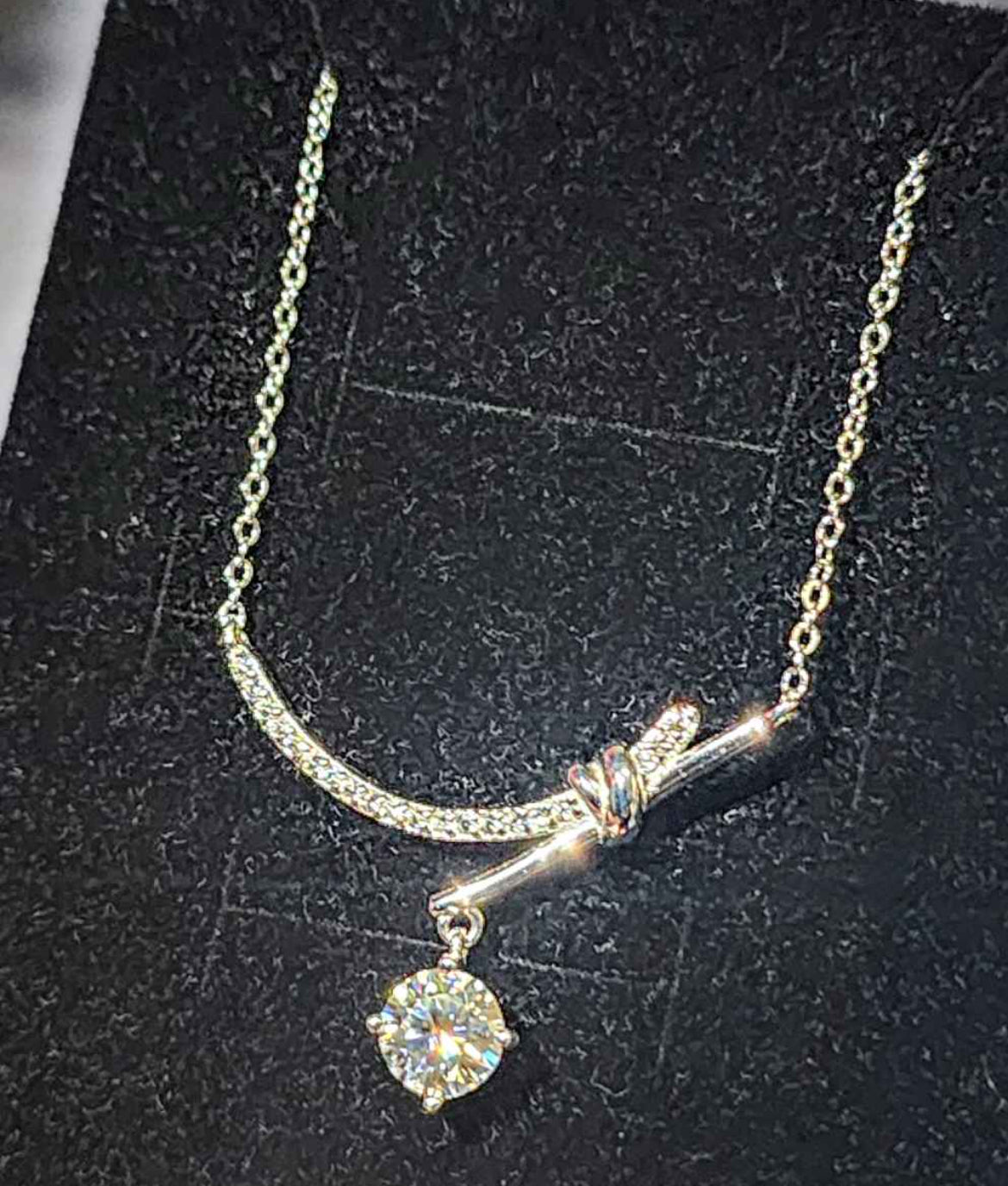 1 Carat Moissanite 18kt White Gold Plated Sterling Silver Necklace