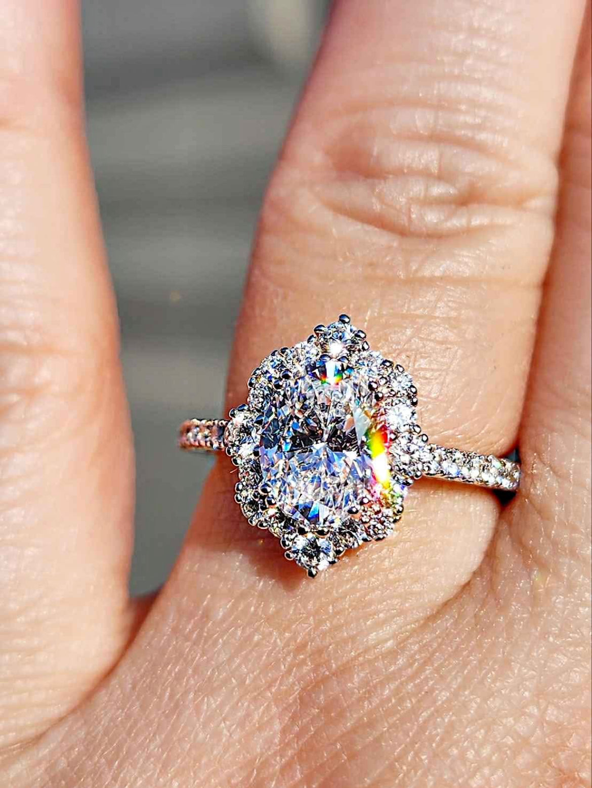 Victorian Style Cubic Zirconia Platinum Plated Sterling Silver Ring