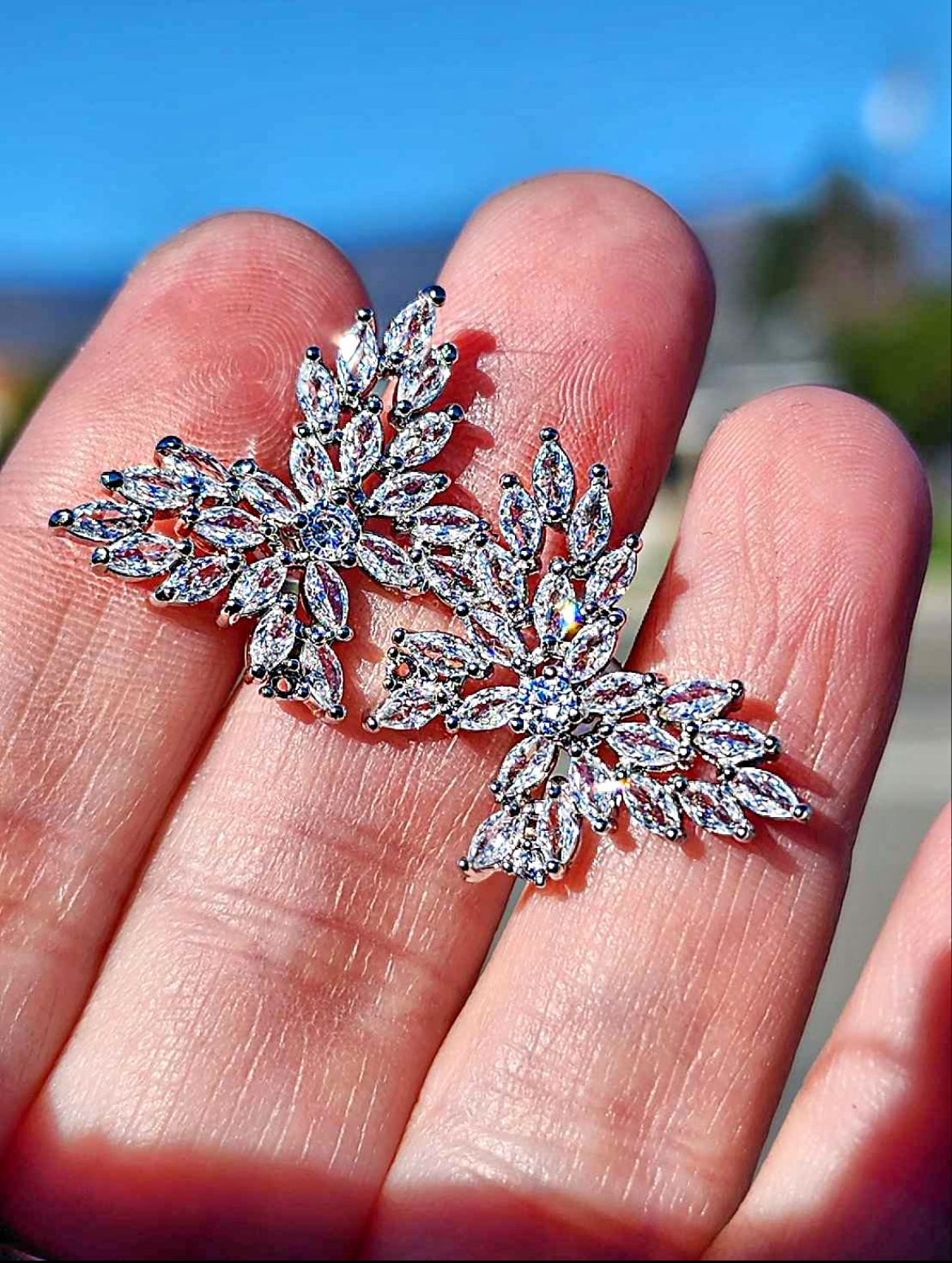 Butterfly Marquise Cut Cubic Zirconia Sterling Silver Stud Earrings