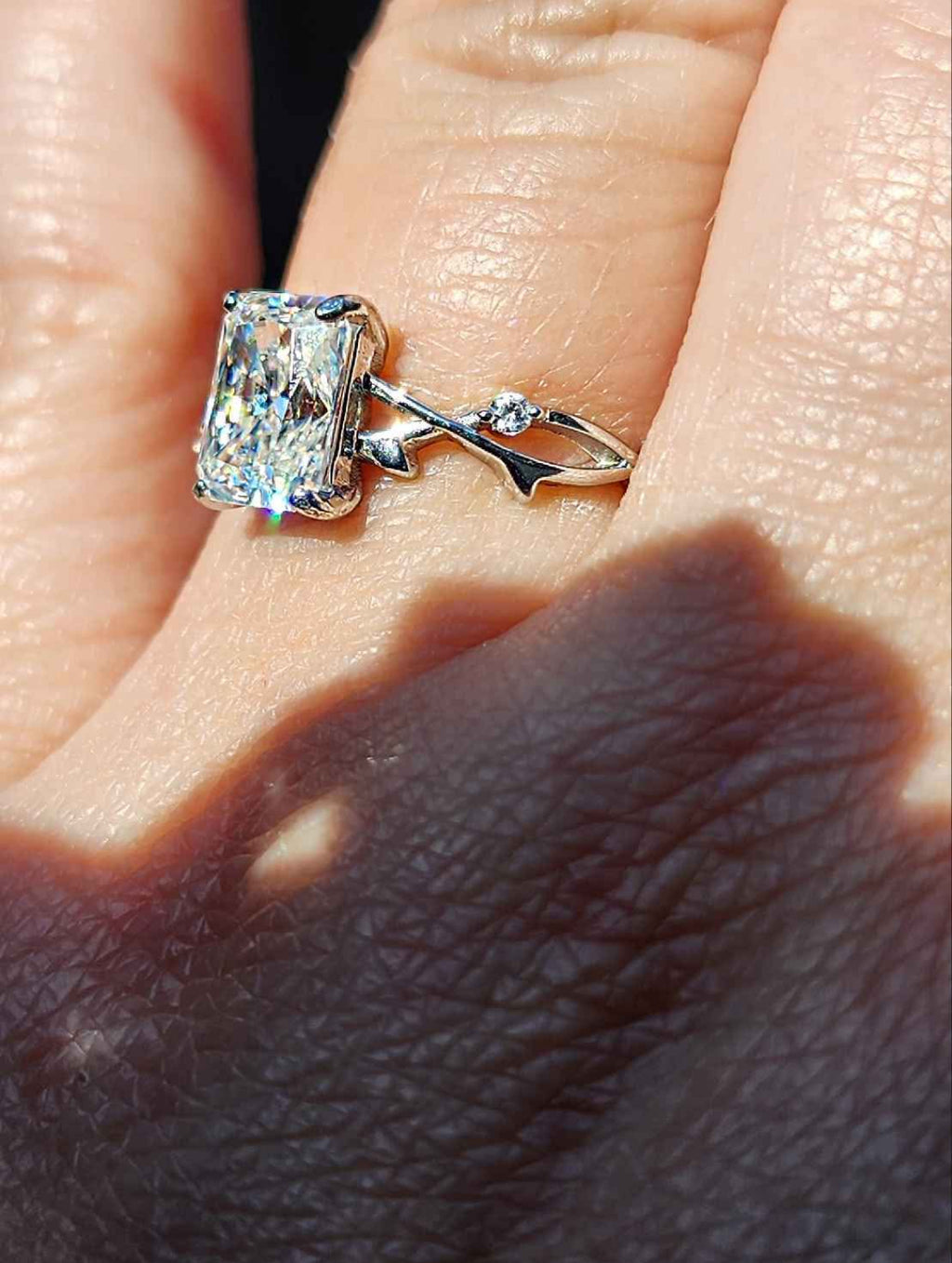 1 Carat Moissanite 18kt White Gold Plated Sterling Silver Very Unique Winding Branch Style Ring