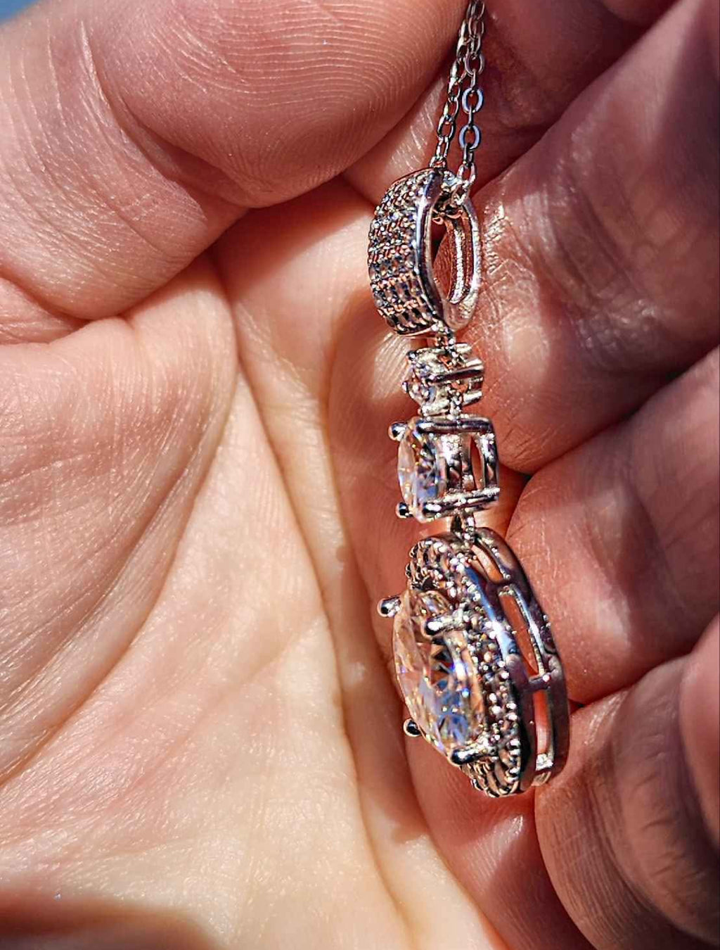 6 Carat Moissanite 18kt White Gold Plated Sterling Silver Necklace