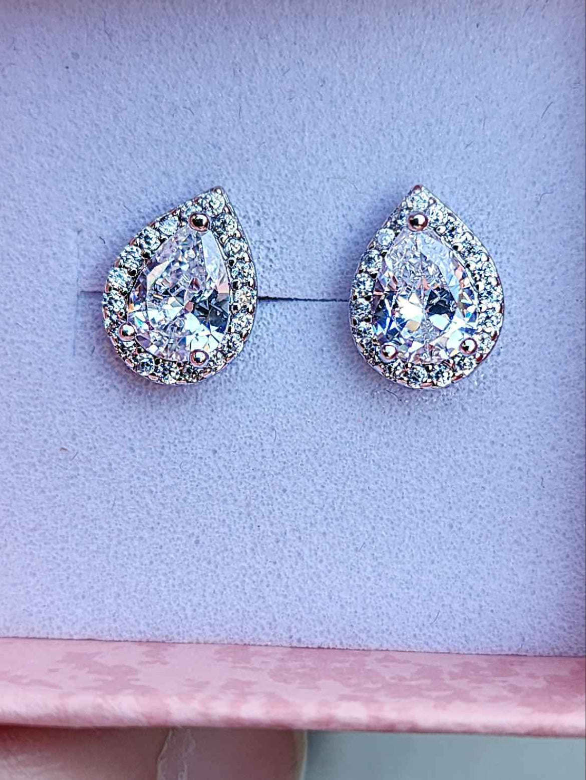 Crystal and Cubic Zirconia Teardrop Sterling Silver Earrings