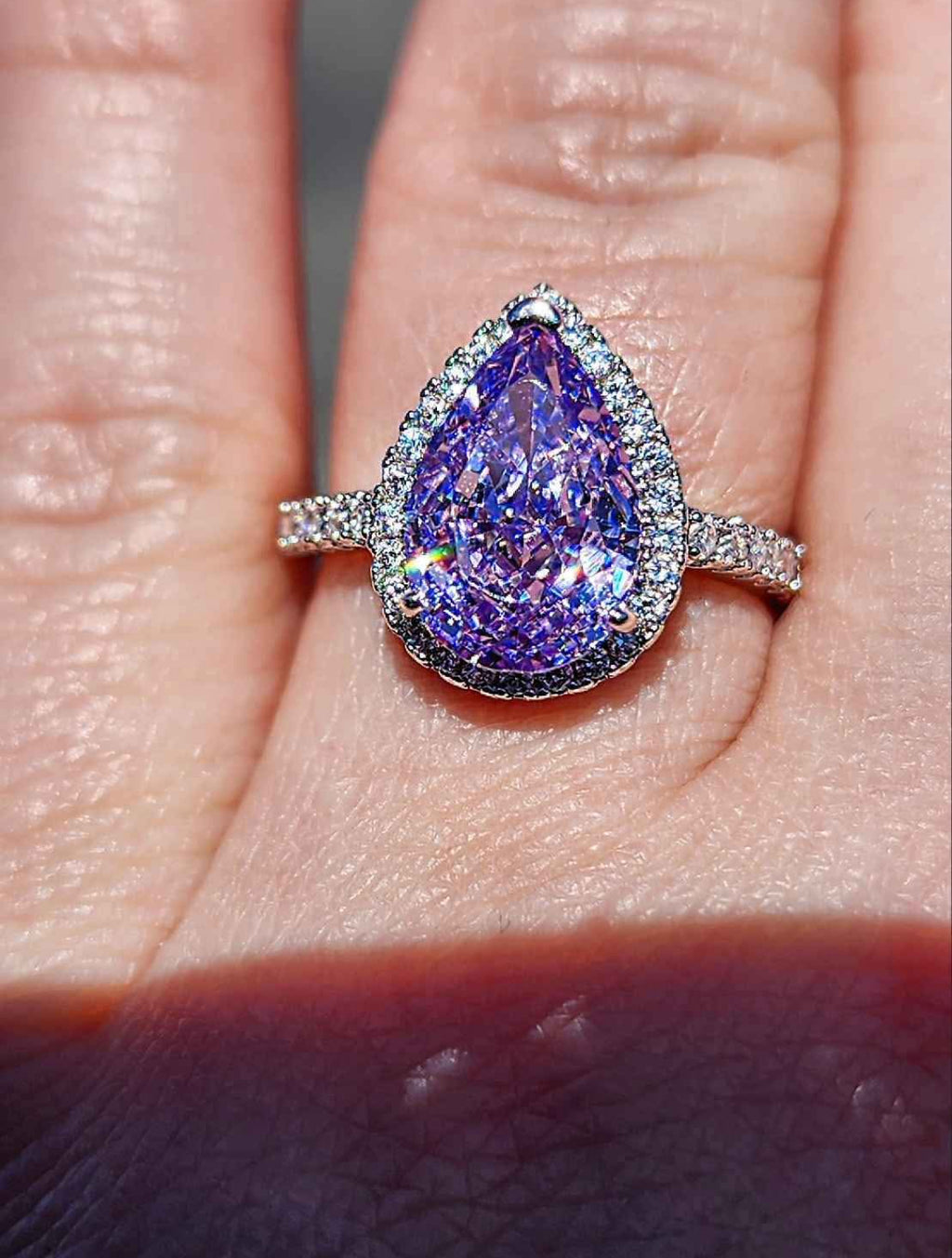 Purple Cubic Zirconia 18kt White Gold Plated Sterling Silver Ring