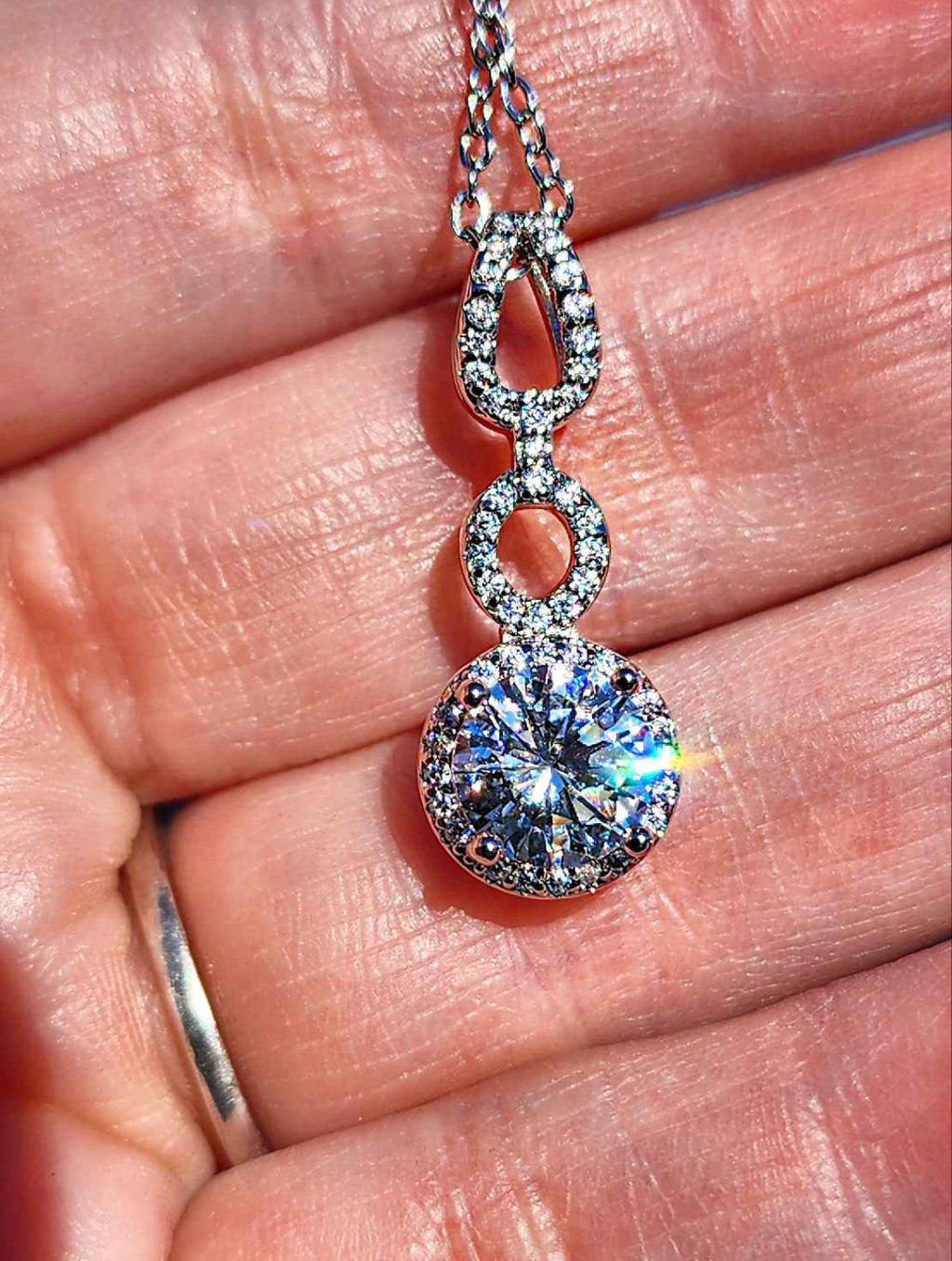 0.5 carat Moissanite and Cubic Zirconia Sterling Silver Pendant Necklace