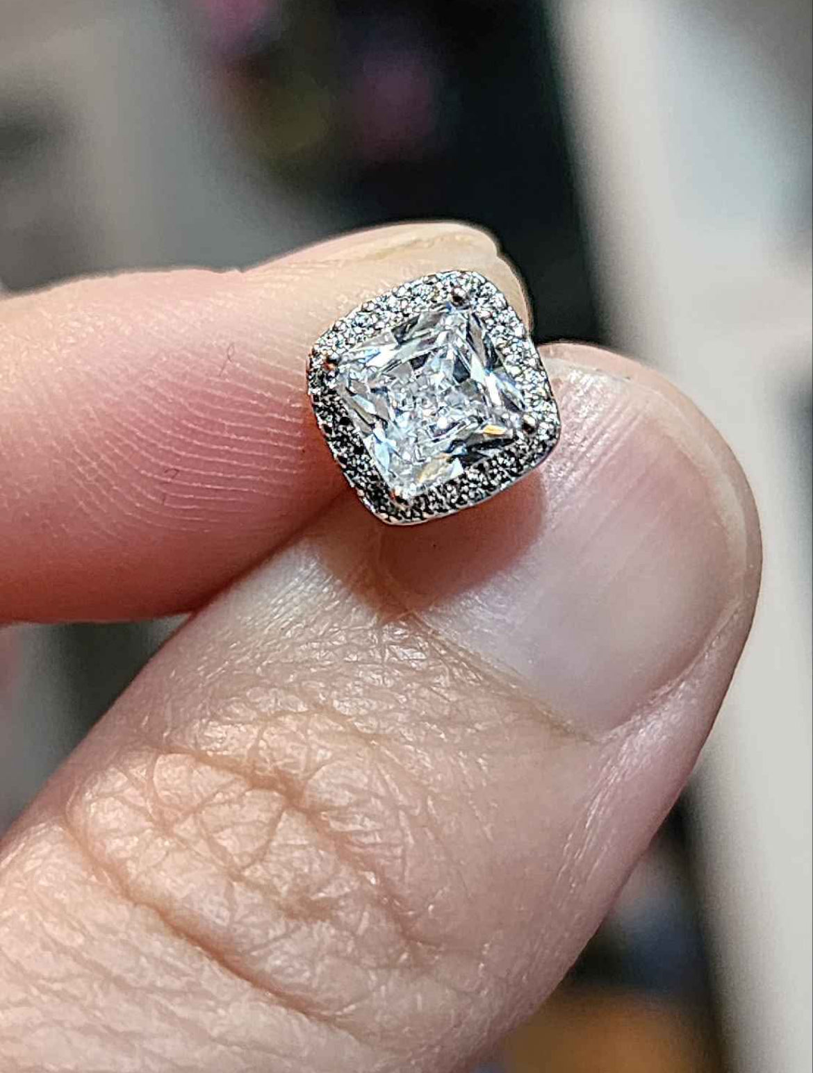 Radiant Cut Cubic Zirconia Sterling Silver Stud Earrings