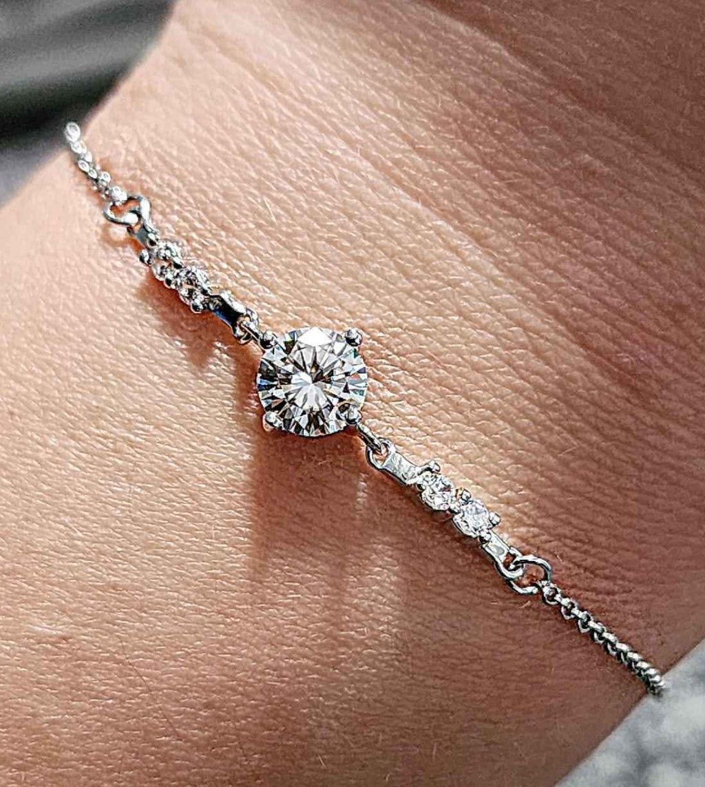 1 Carat Moissanite 18kt White Gold Plated Sterling Silver Bracelet