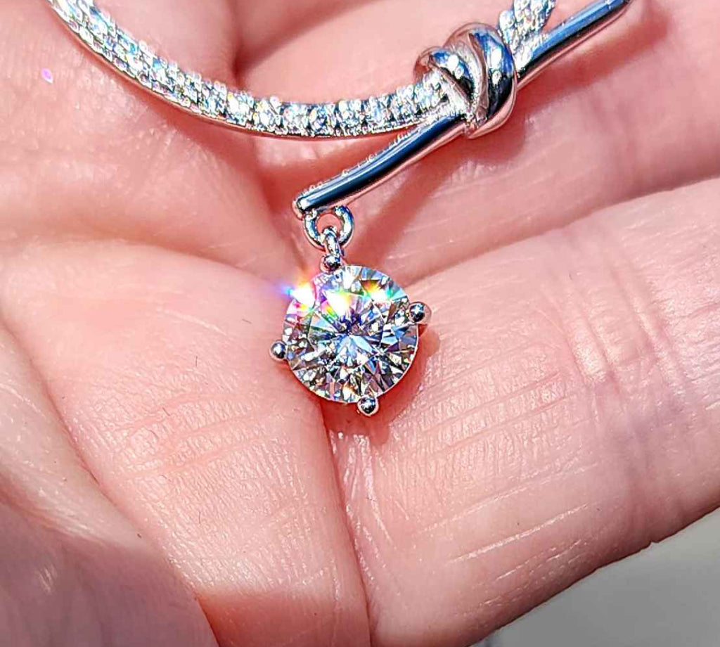 1 Carat Moissanite 18kt White Gold Plated Sterling Silver Necklace