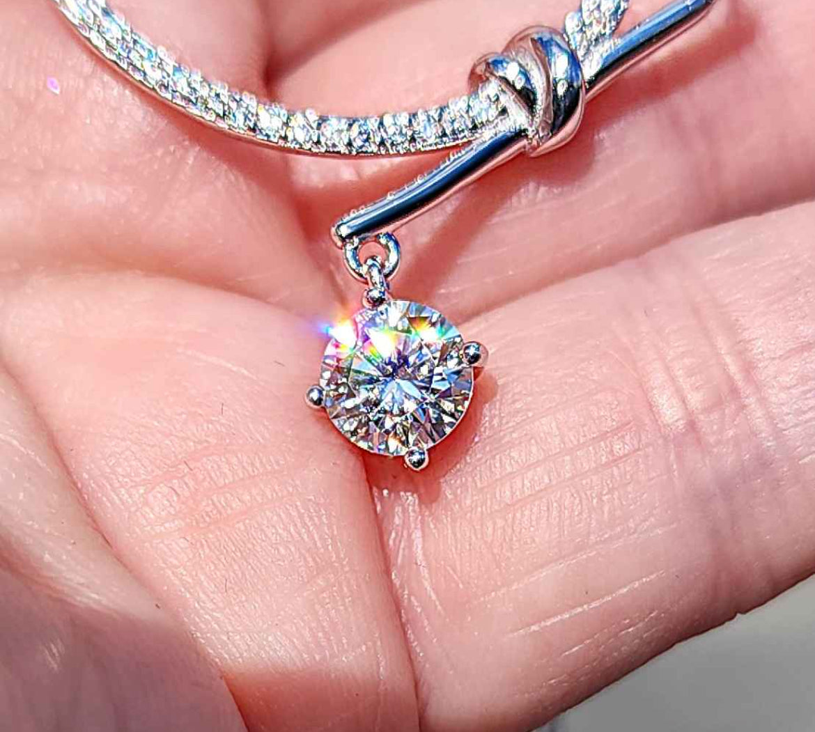 1 Carat Moissanite 18kt White Gold Plated Sterling Silver Necklace