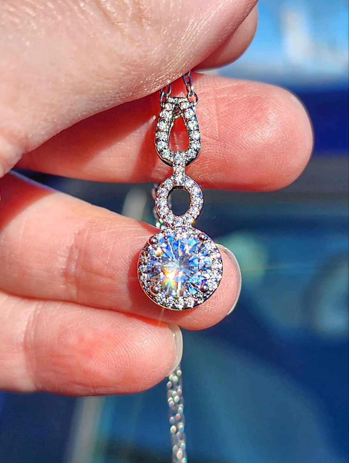 0.5 carat Moissanite and Cubic Zirconia Sterling Silver Pendant Necklace