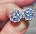 4 Carat Moissanite 18kt White Gold Sterling Silver Stud Earrings