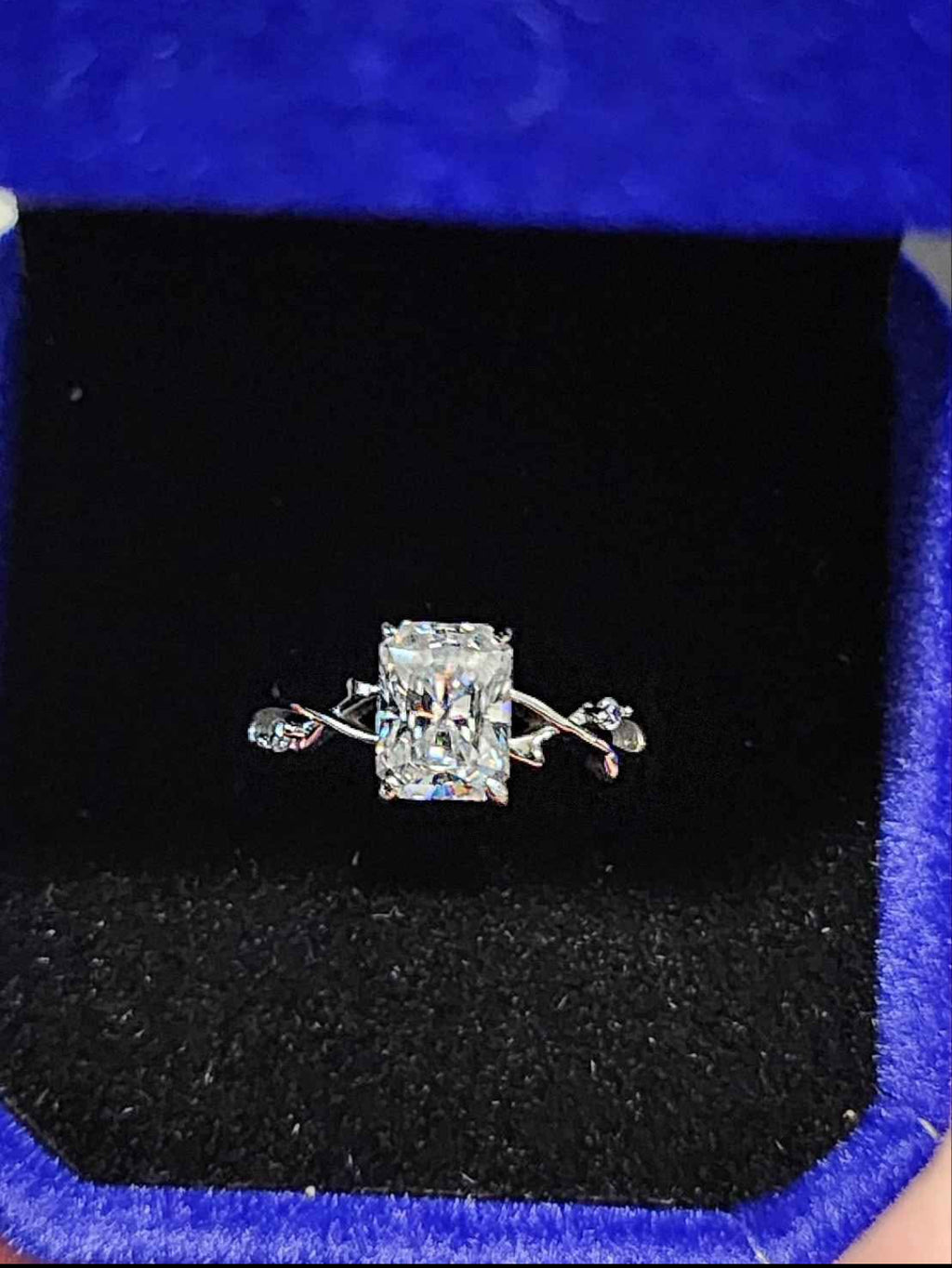 1 Carat Moissanite 18kt White Gold Plated Sterling Silver Very Unique Winding Branch Style Ring