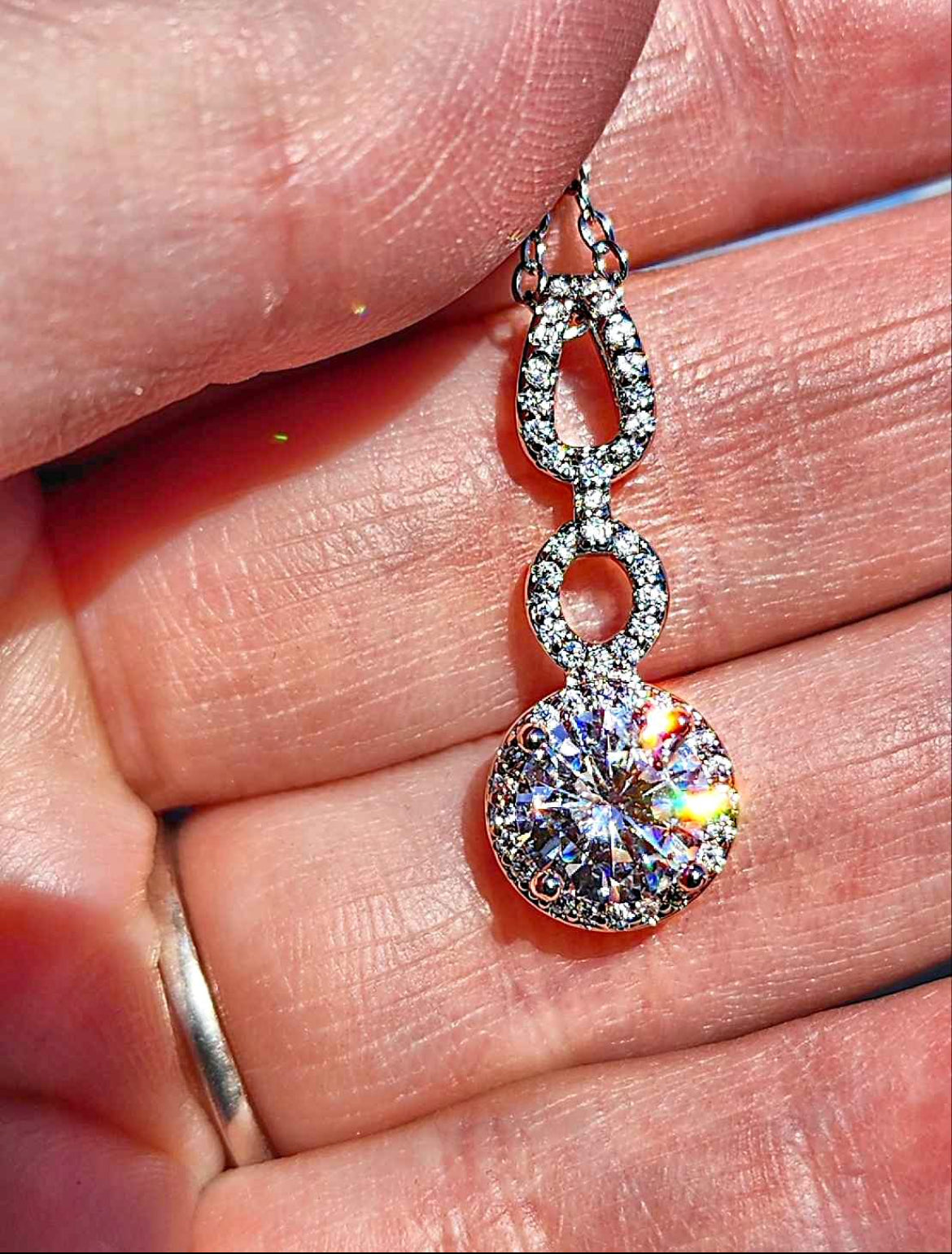 0.5 carat Moissanite and Cubic Zirconia Sterling Silver Pendant Necklace