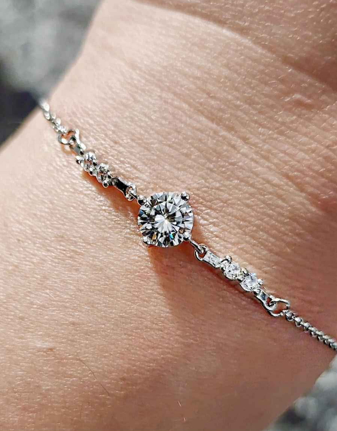 1 Carat Moissanite 18kt White Gold Plated Sterling Silver Bracelet
