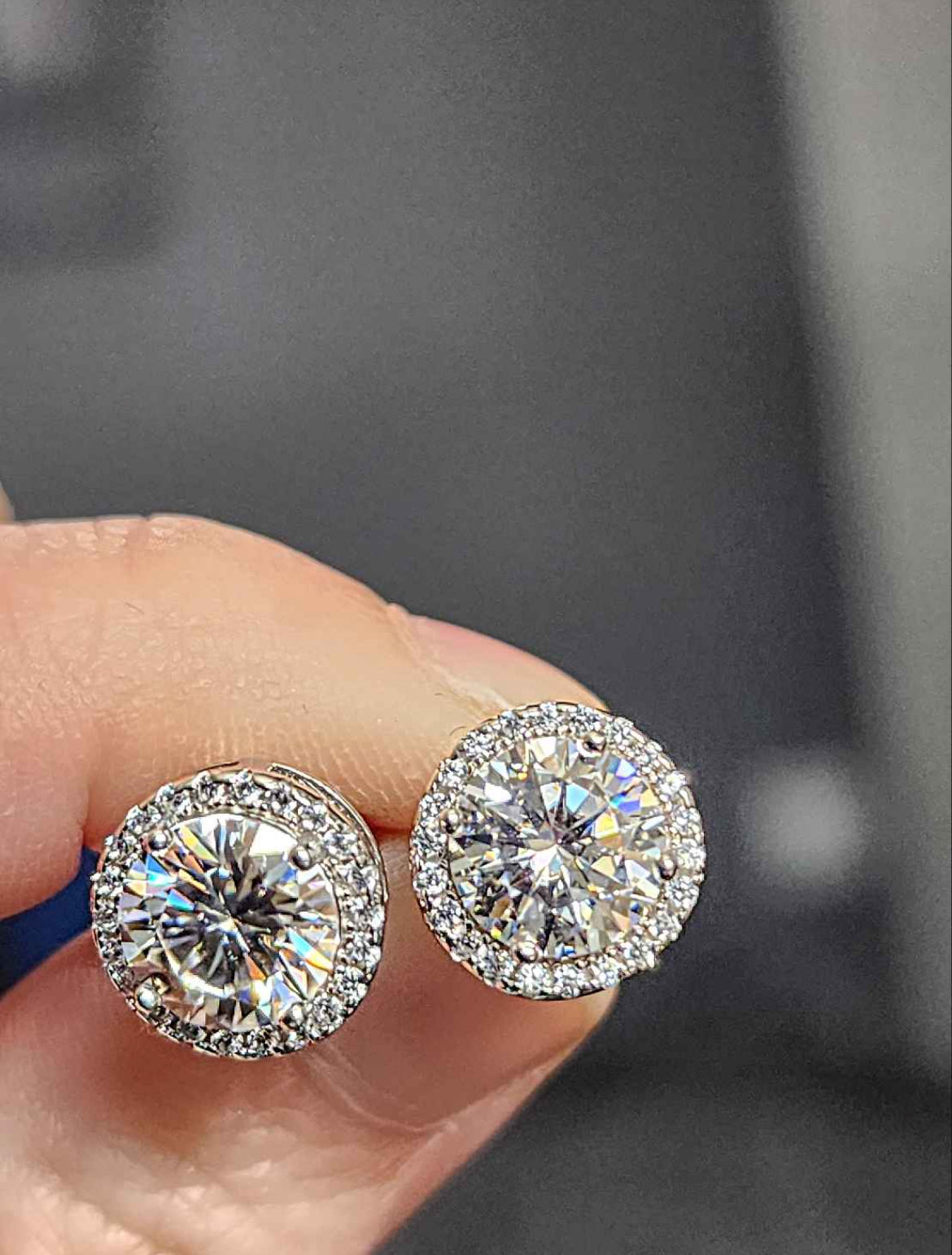 4 Carat Moissanite 18kt White Gold Sterling Silver Stud Earrings