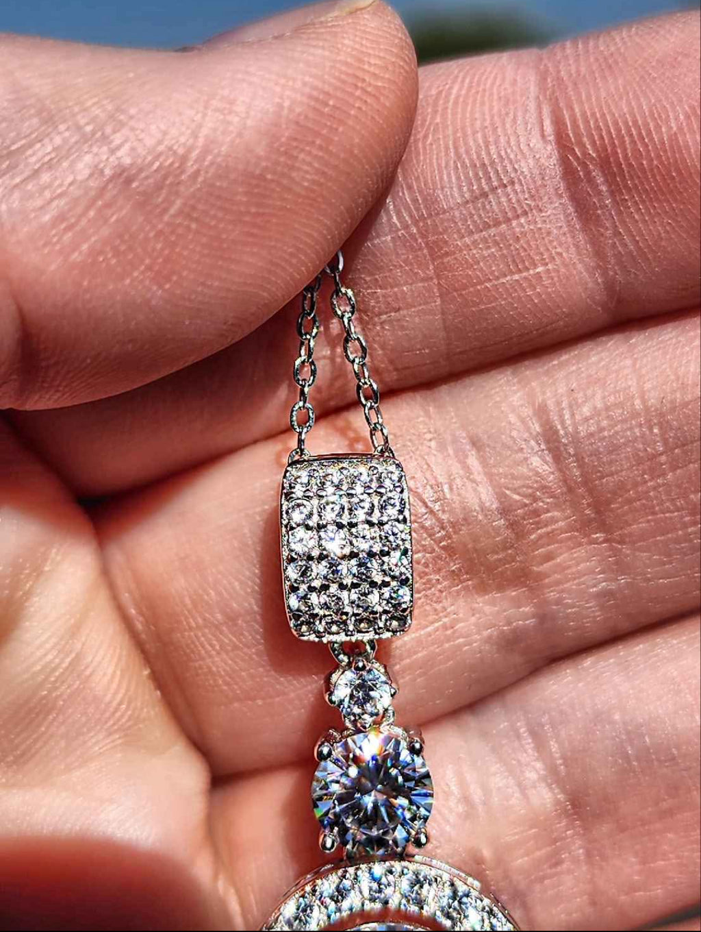 6 Carat Moissanite 18kt White Gold Plated Sterling Silver Necklace