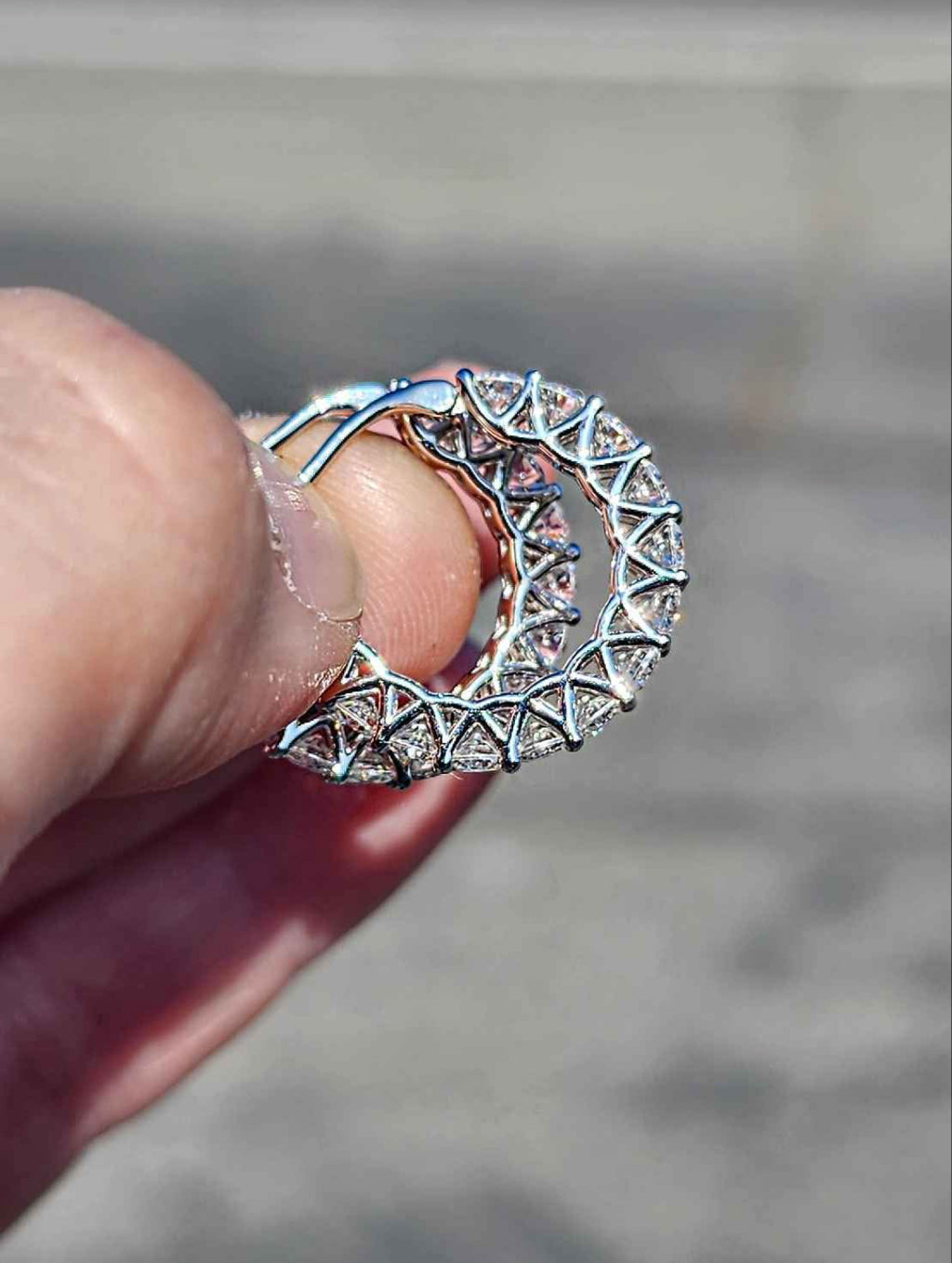 3 Carat Moissanite 18kt White Gold Plated Sterling Silver Hoop Earrings