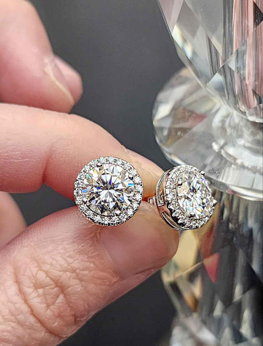 4 Carat Moissanite 18kt White Gold Sterling Silver Stud Earrings