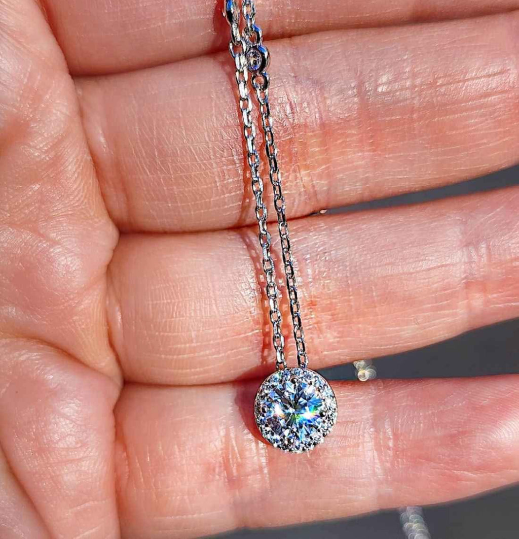 Clear Crystal and Cubic Zirconia 18kt Gold Plated Sterling Silver Necklace