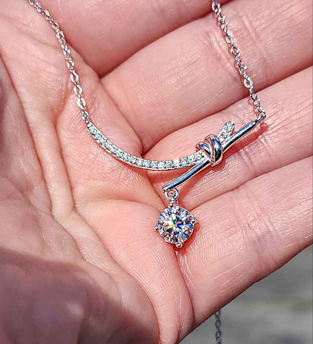 1 Carat Moissanite 18kt White Gold Plated Sterling Silver Necklace