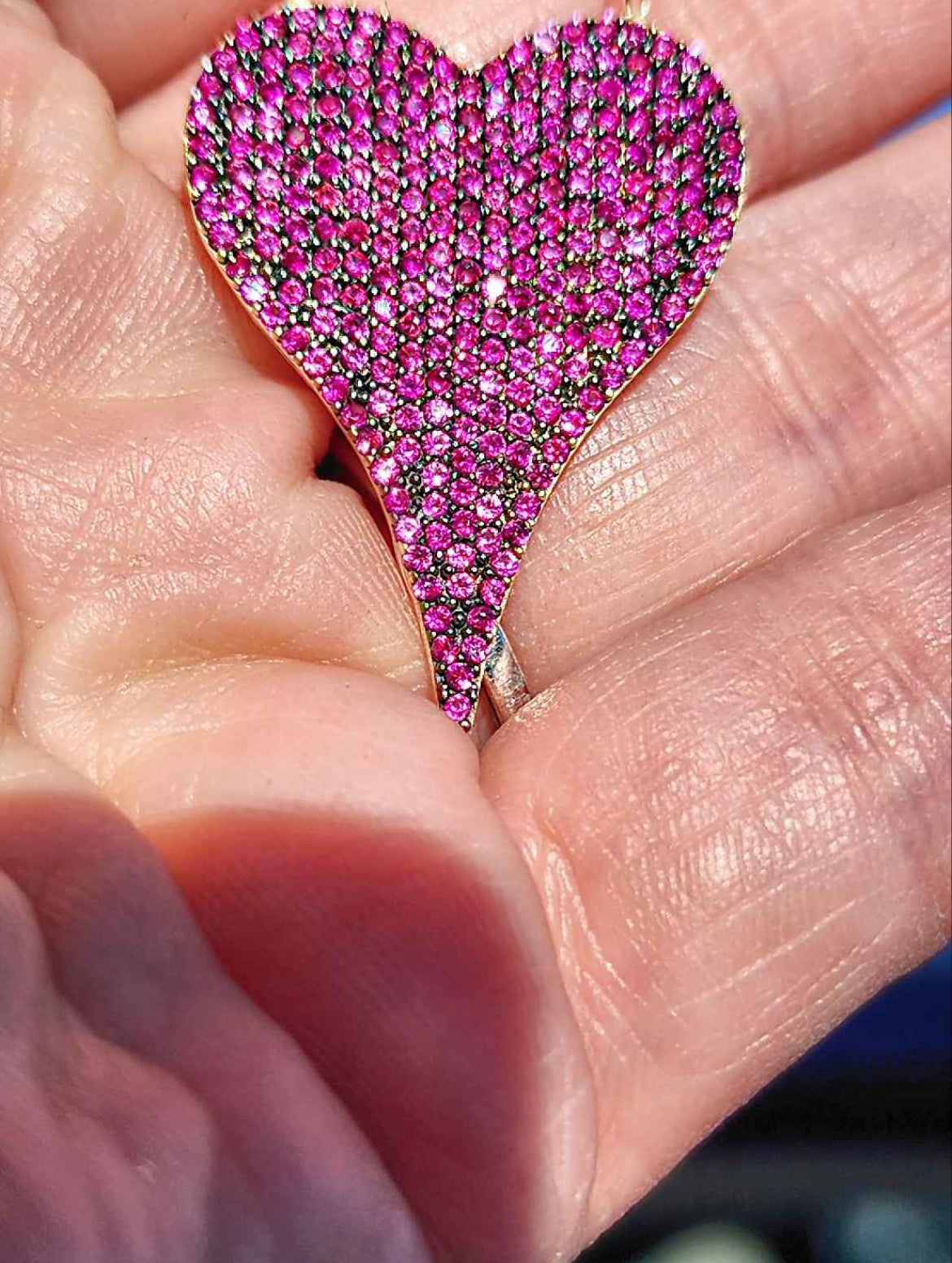 Pink Heart Cubic Zirconia 18kt Gold Plated Sterling Silver Pendant Necklace