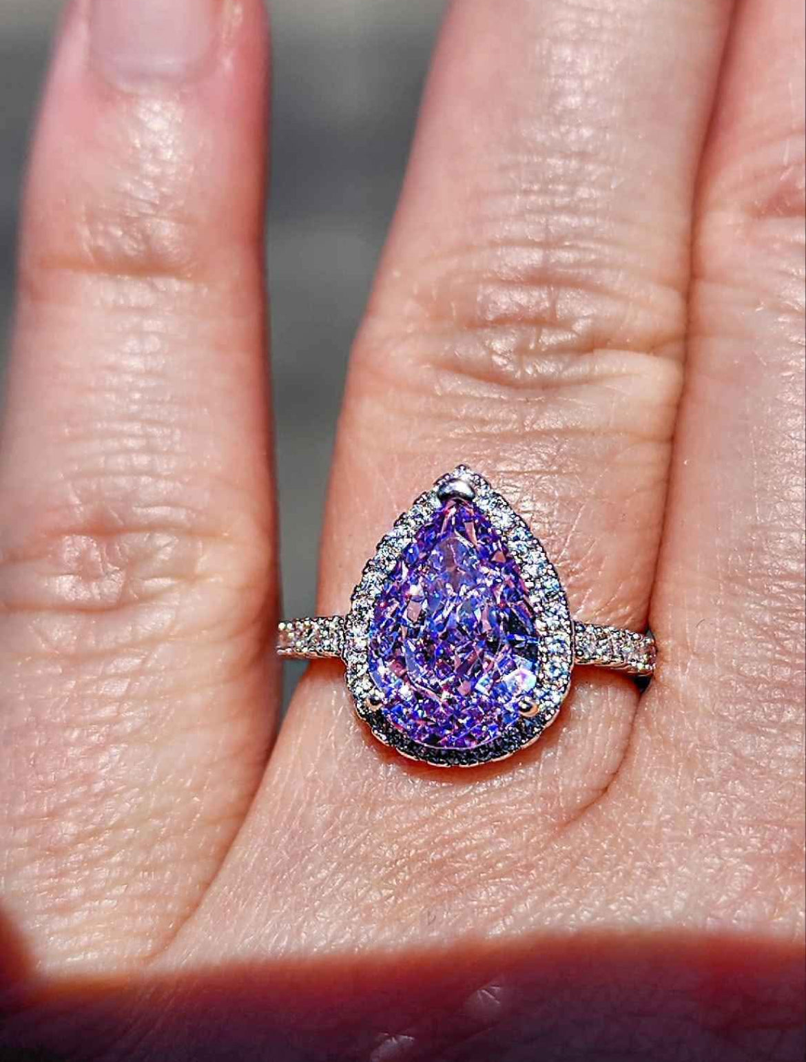 Purple Cubic Zirconia 18kt White Gold Plated Sterling Silver Ring