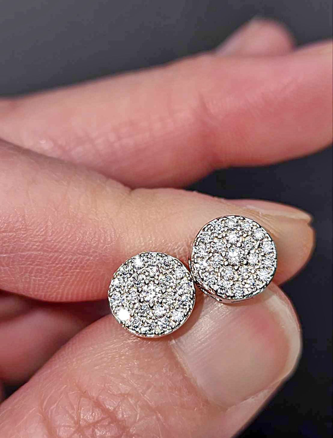 8mm Men's 1.2  Carat Moissanite 18kt White Gold Plated Sterling Silver Stud Earrings