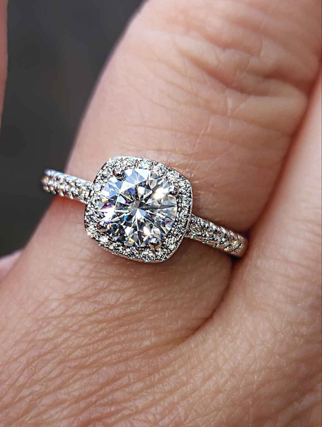 1 Carat Moissanite 18kt White Gold Plated Sterling Silver Ring