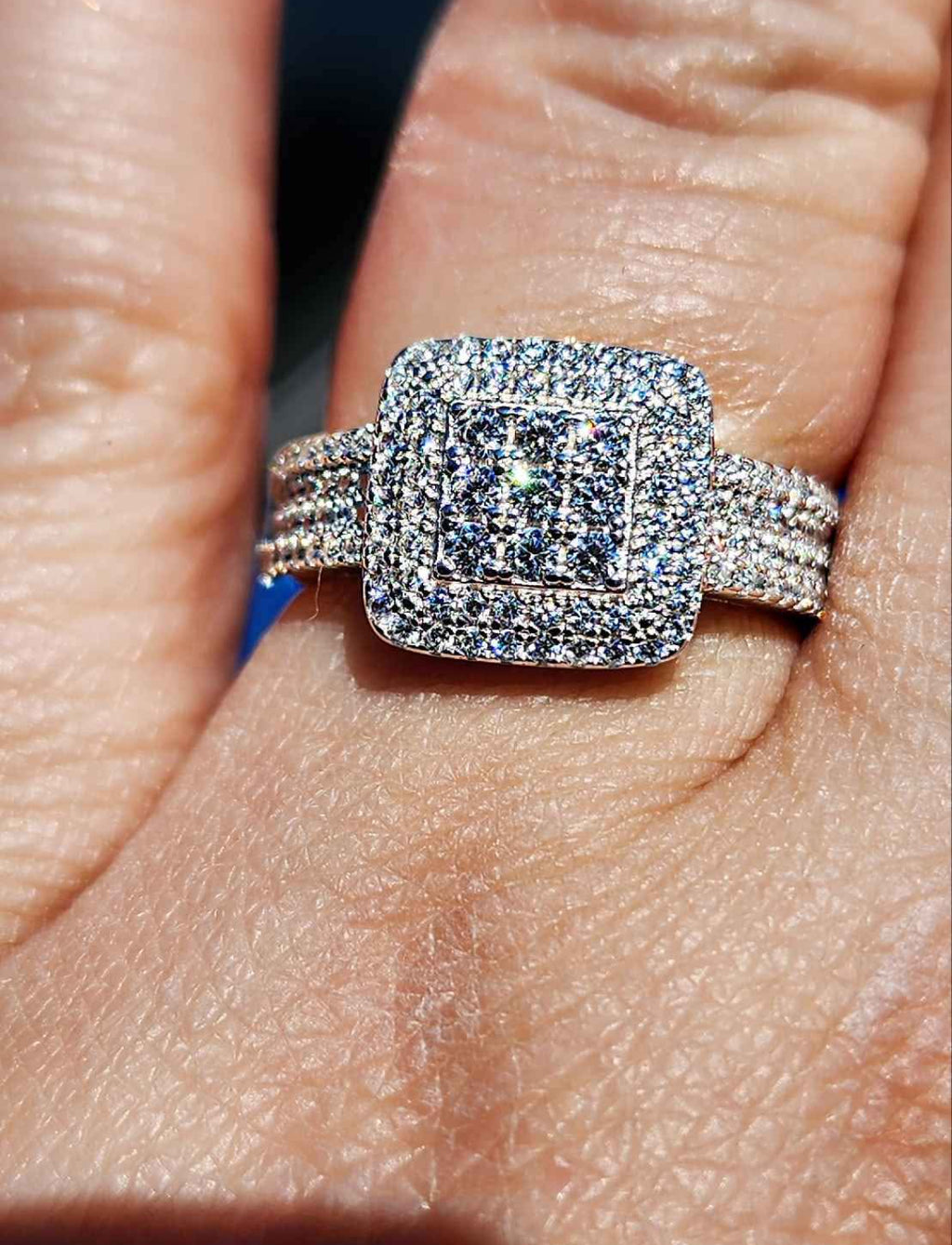 18kt White Gold Plated Sterling Silver Cubic Zirconia Ring