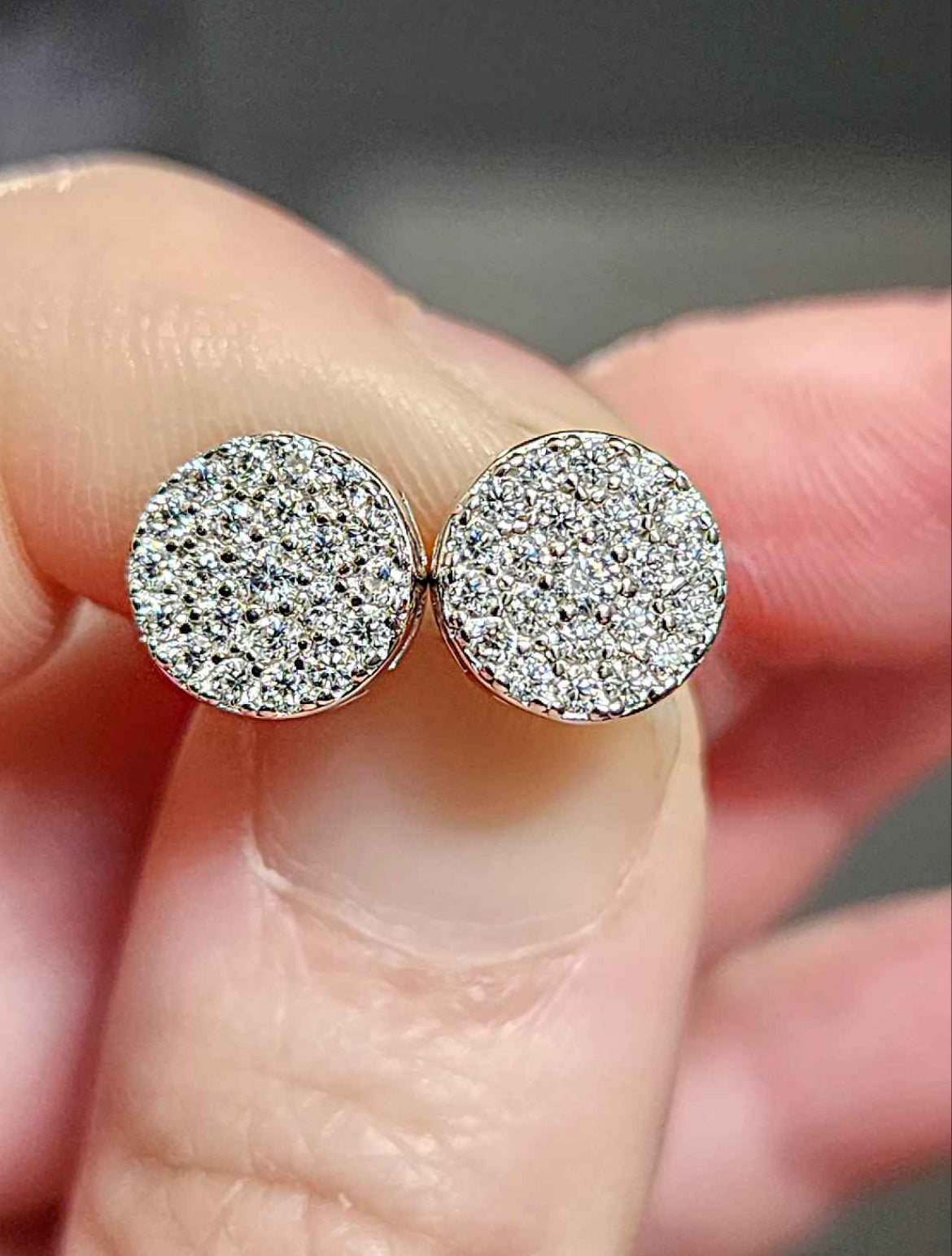 8mm Men's 1.2  Carat Moissanite 18kt White Gold Plated Sterling Silver Stud Earrings